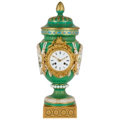 Antique French Sèvres-Style Ormolu Mounted Porcelain Mantel Clock