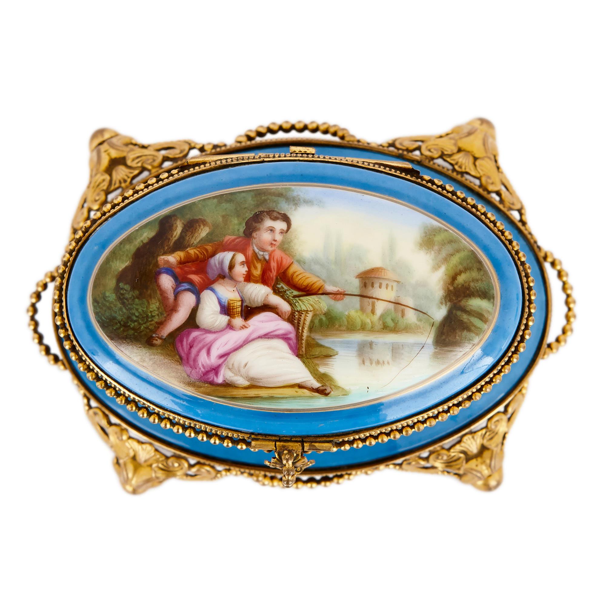 Rococo Antique French Sevres Style Porcelain Perfume Box