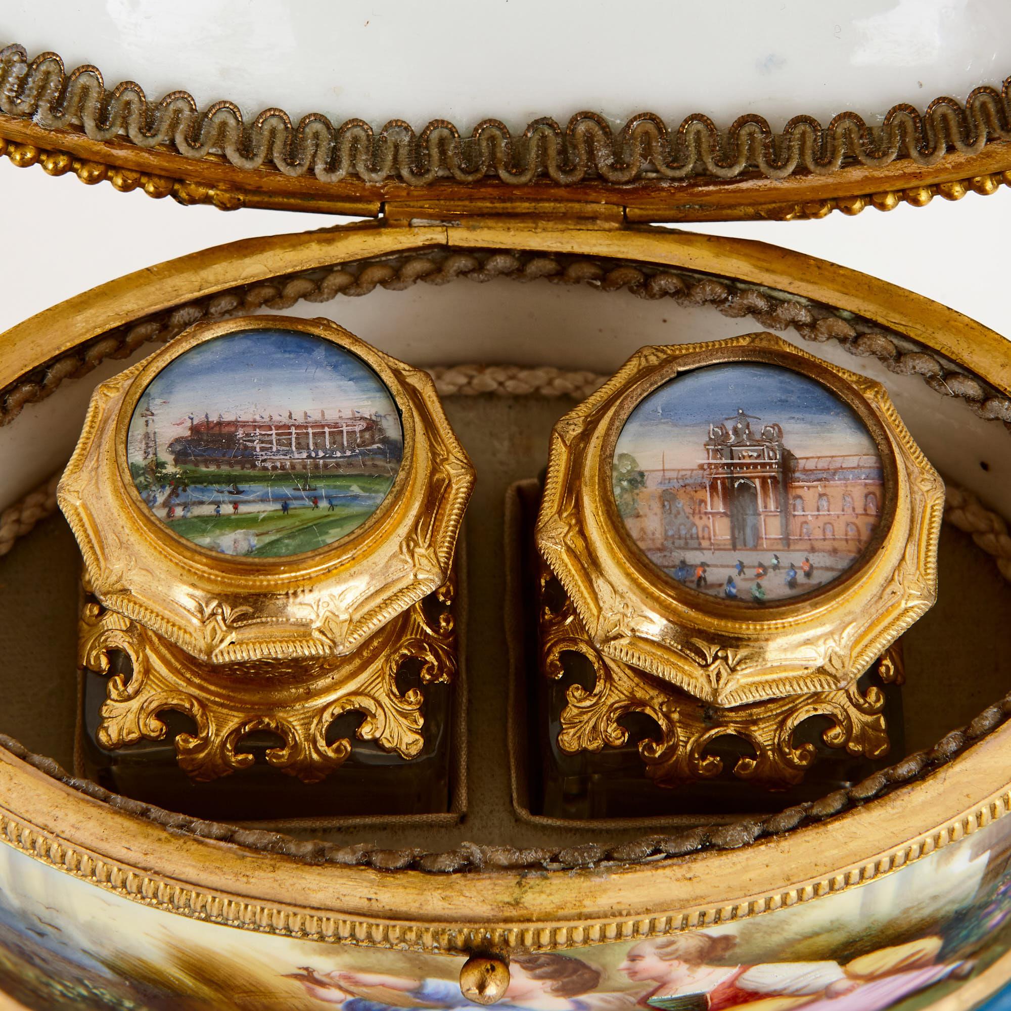 Gilt Antique French Sevres Style Porcelain Perfume Box