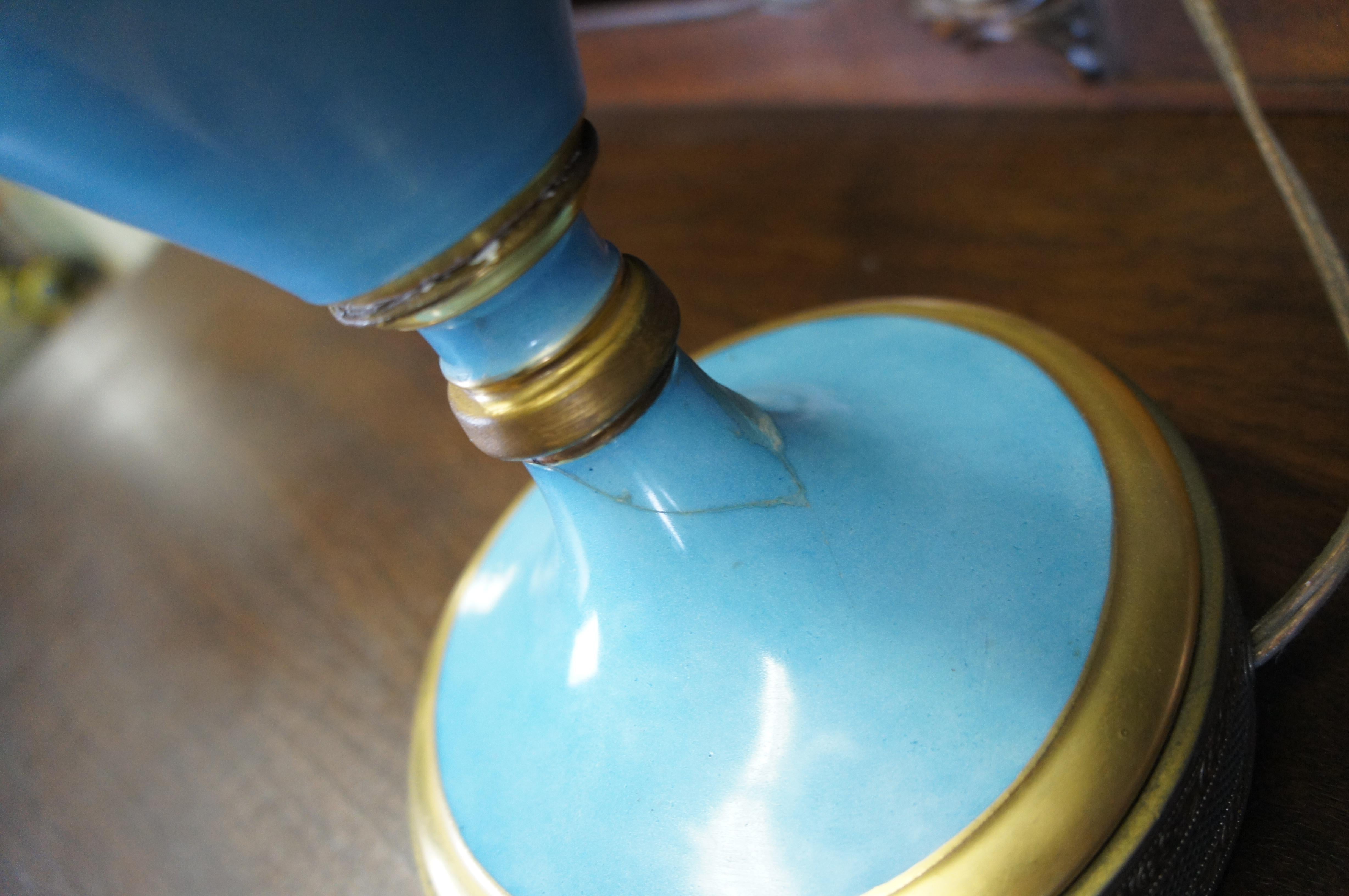 Antiquité française style Sèvres Porcelaine Turquoise Mantel Vase Urn Lamp 42