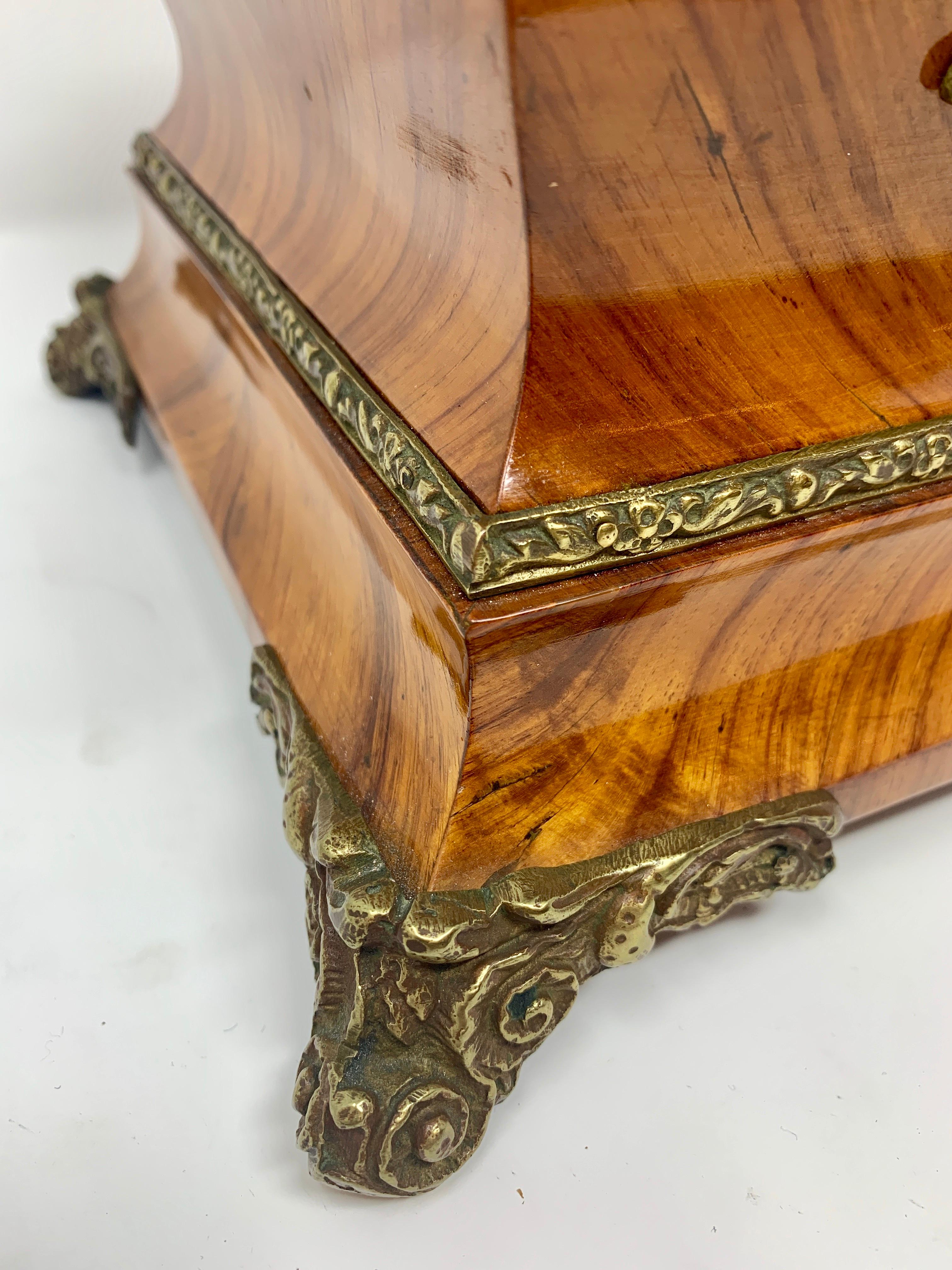 19th Century Antique French Shaped Kingwood Jewel Box For Sale