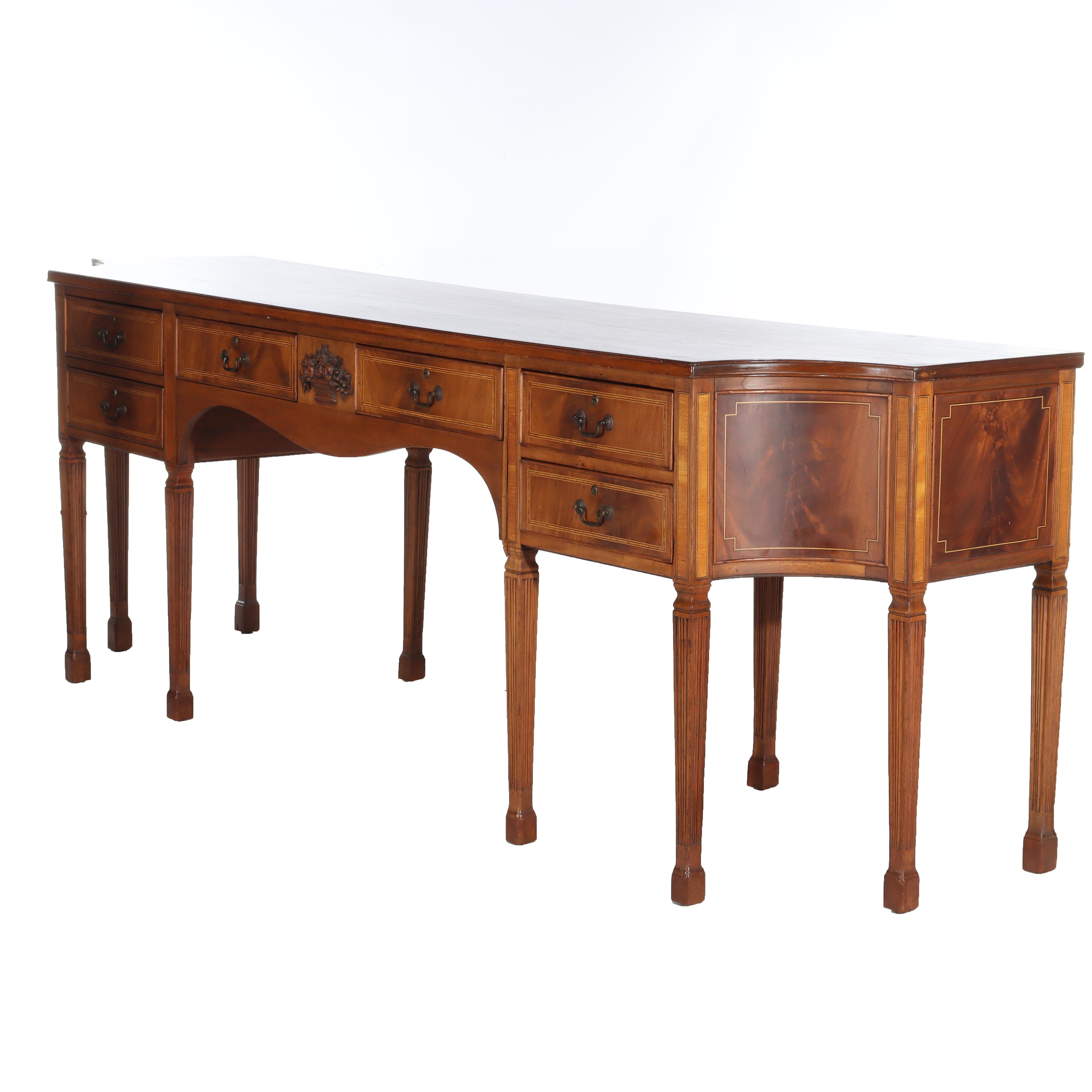 XX secolo Antique French Sheraton Credenza in mogano intagliato Circa 1930 in vendita