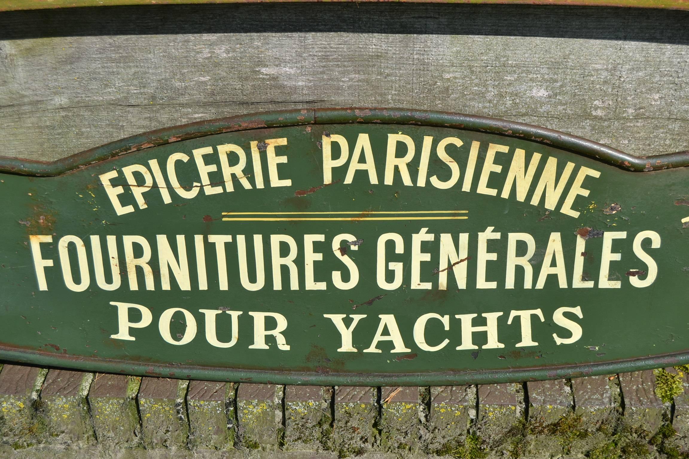 20th Century Antique French Iron Shop Sign for Yacht Supplies and Provision 