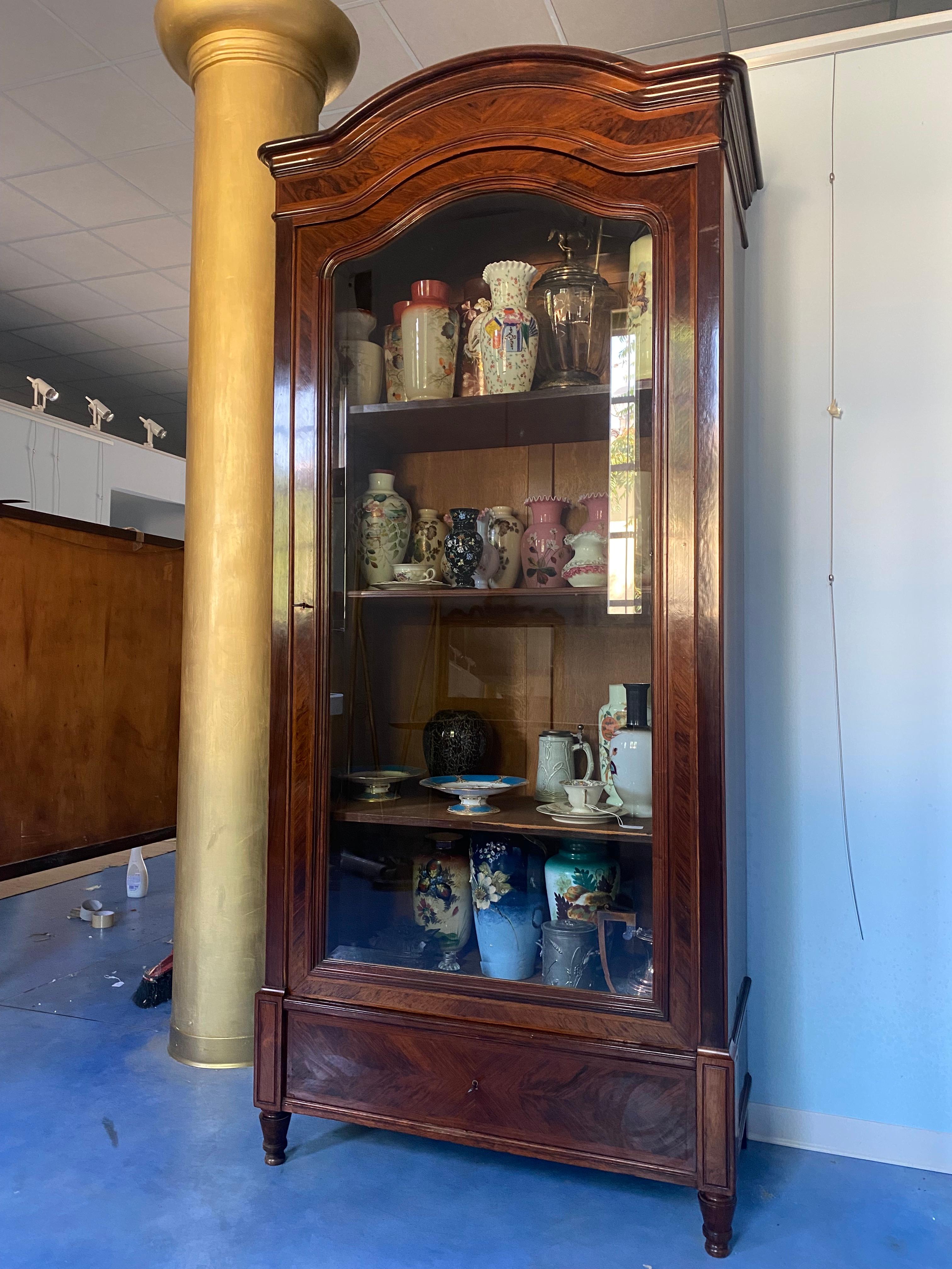 Louis Philippe Antique French Showcase Bookcase Louise Philippe, 1850s For Sale