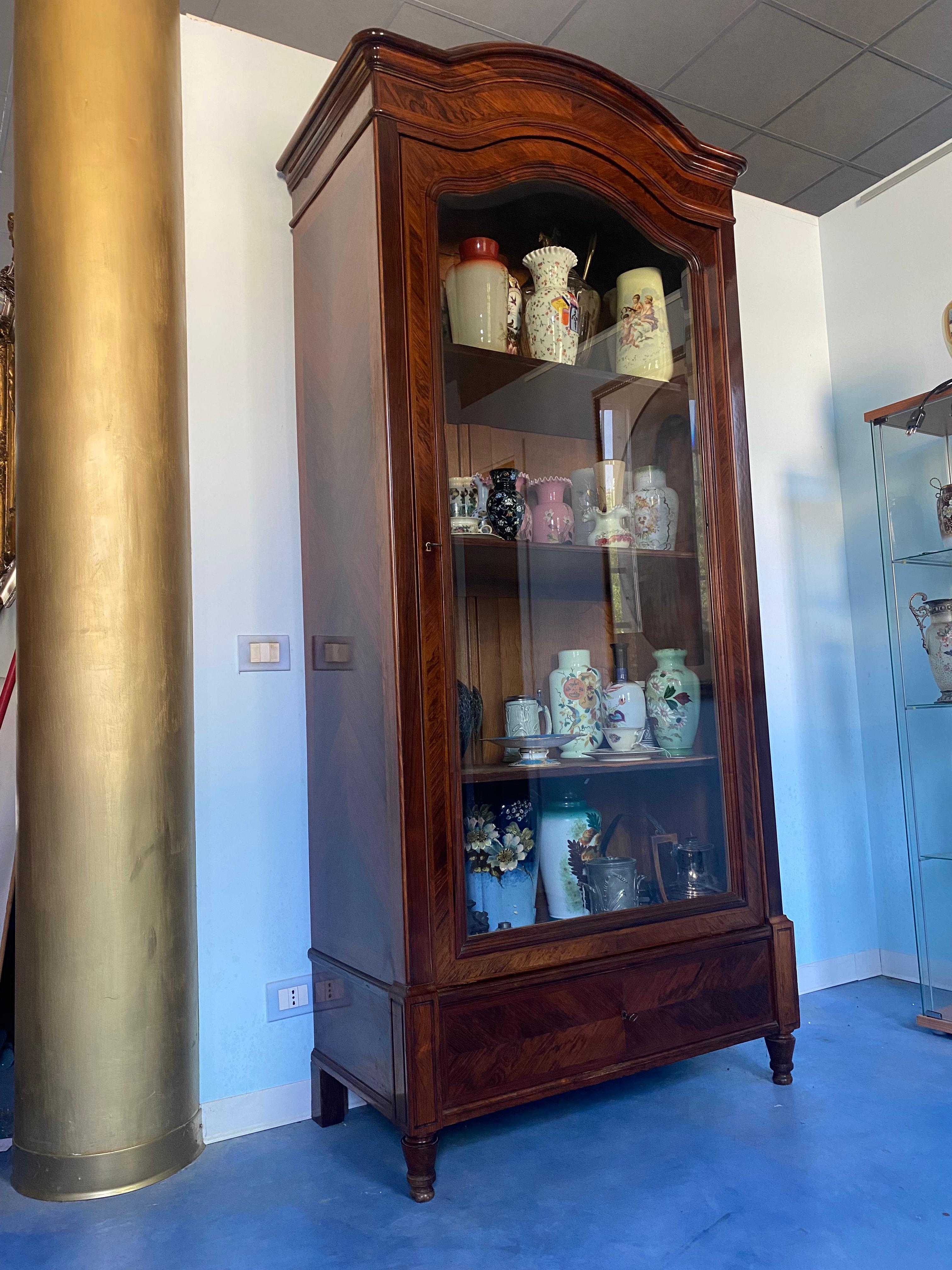 Mid-19th Century Antique French Showcase Bookcase Louise Philippe, 1850s For Sale