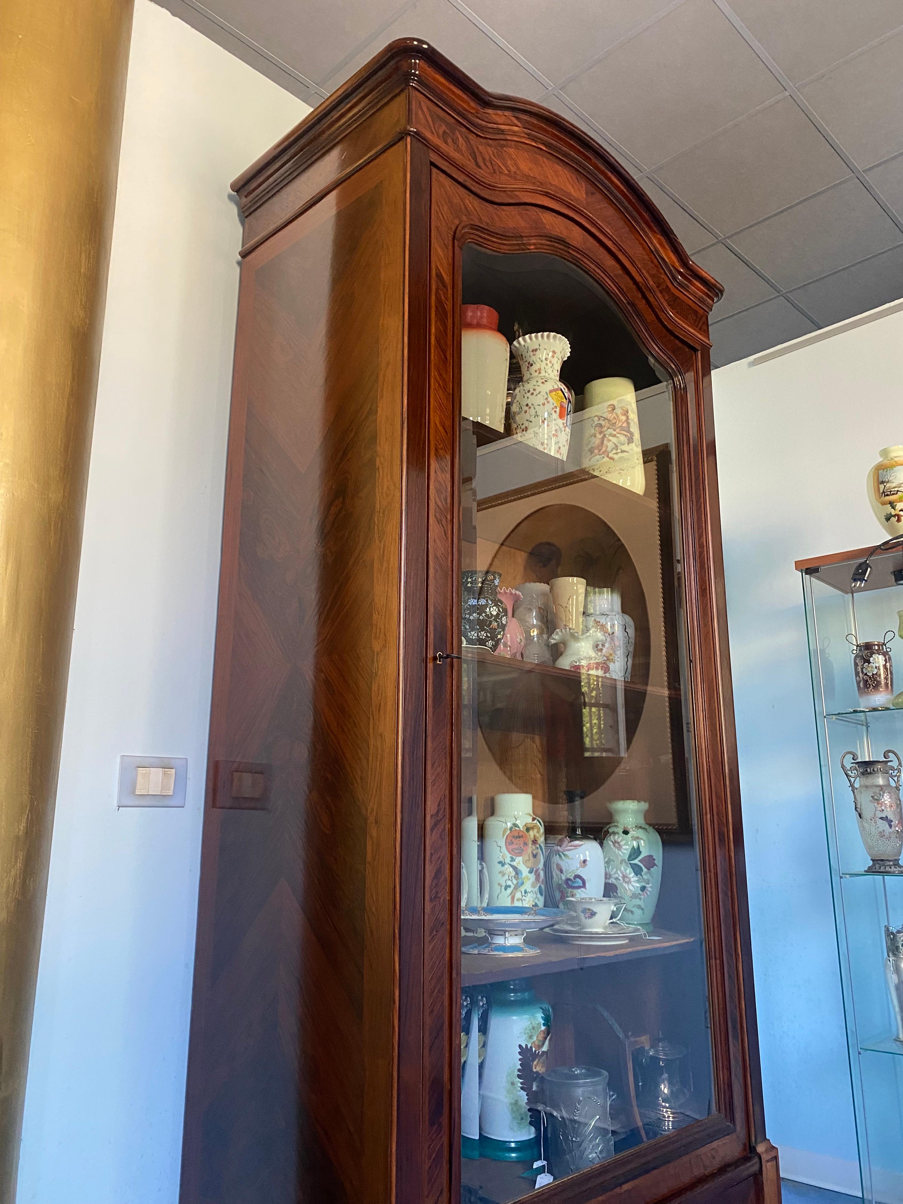 Walnut Antique French Showcase Bookcase Louise Philippe, 1850s For Sale