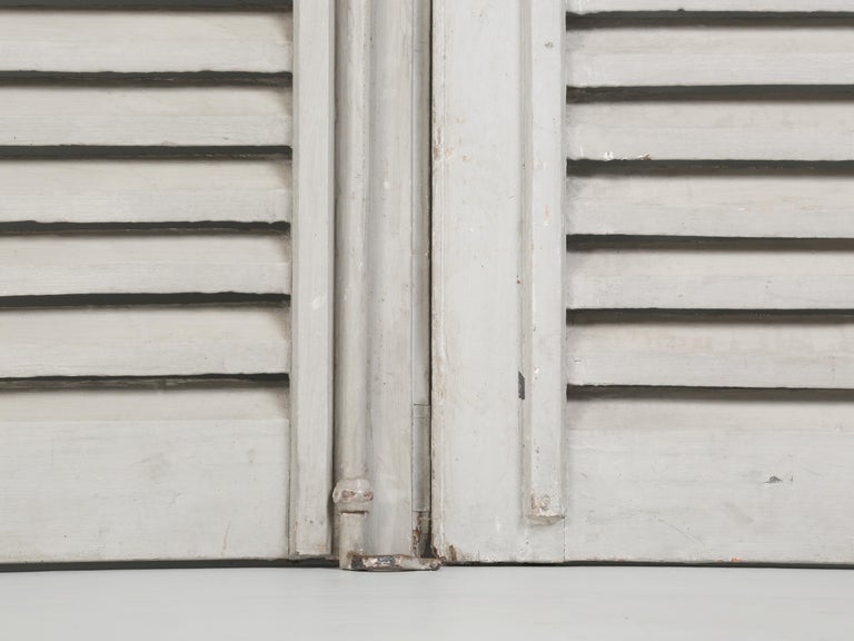 Antique French Shutters Old Paint, Original Hardware '7' Pairs