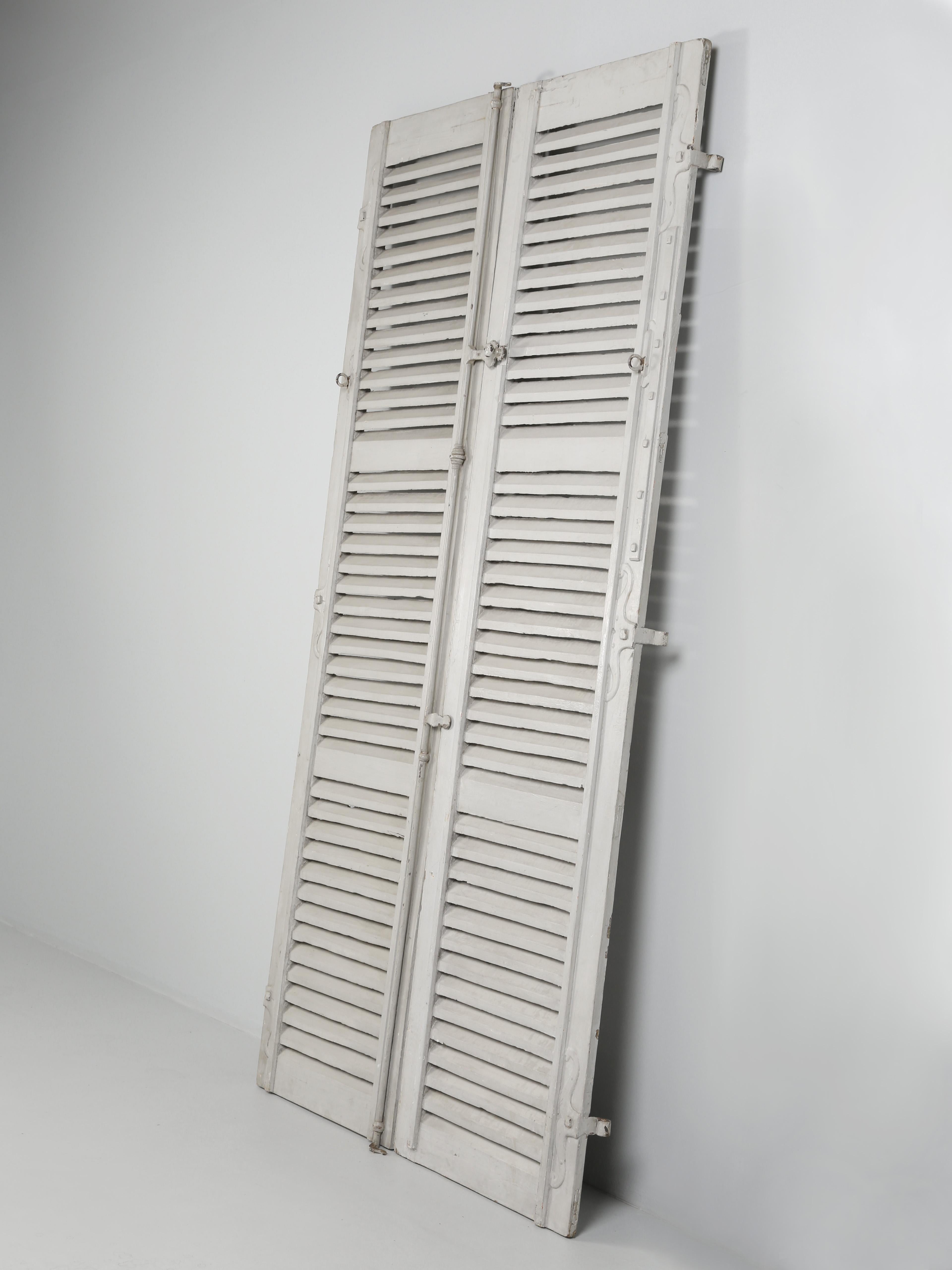 Antique French Shutters Old Paint, Original Hardware '7' Pairs Available c1700's For Sale 3