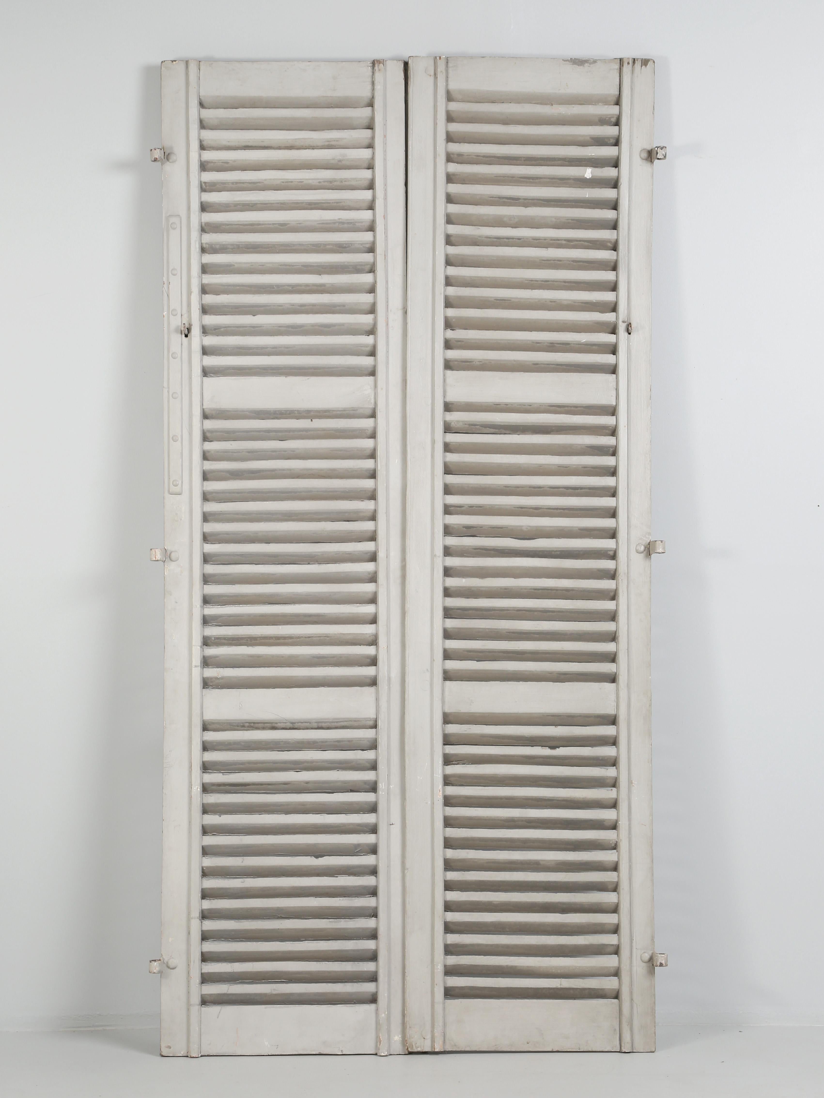 Antique French Shutters Old Paint, Original Hardware '7' Pairs Available c1700's For Sale 4