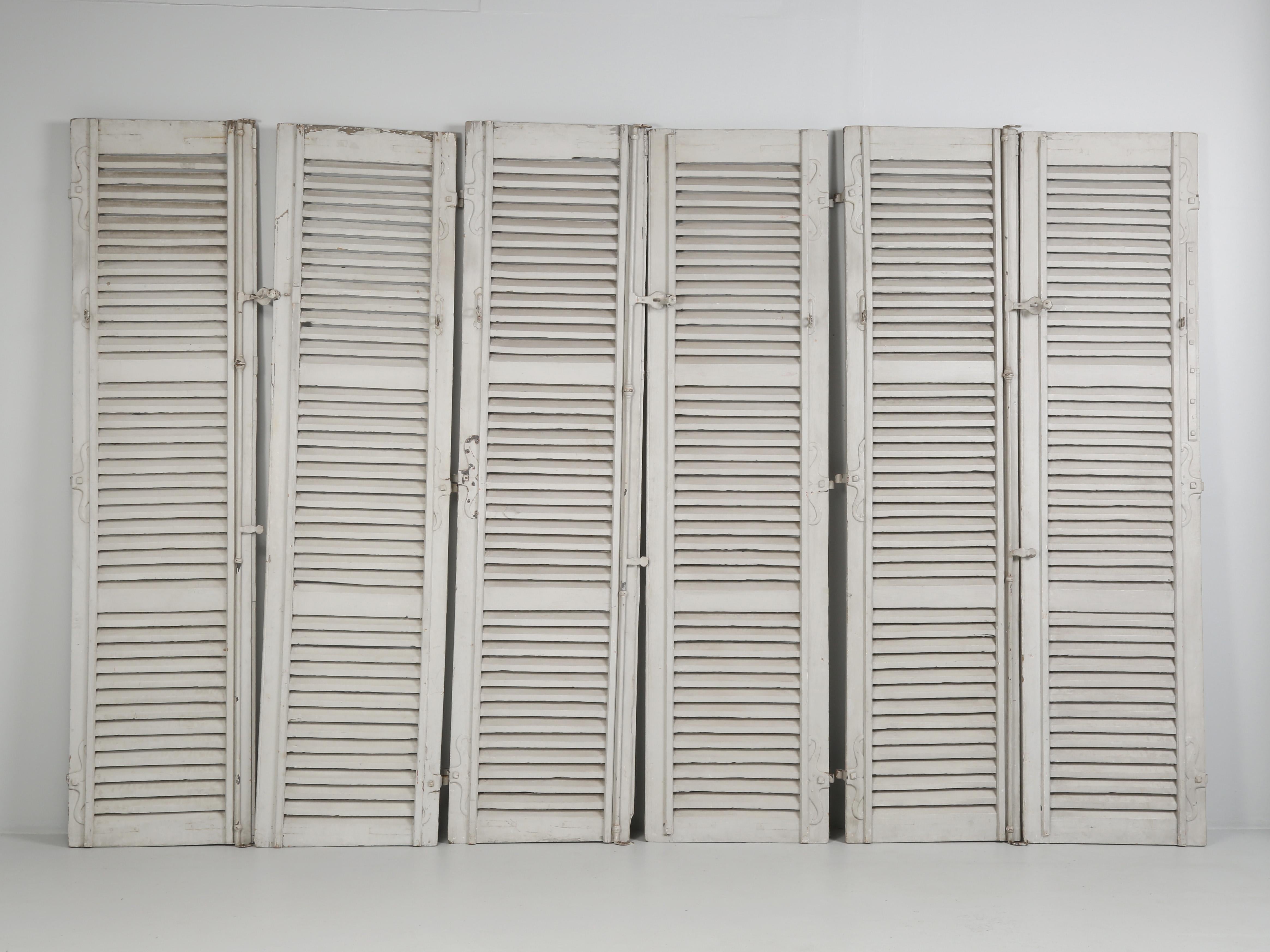 Antique French Shutters Old Paint, Original Hardware '7' Pairs Available c1700's For Sale 8