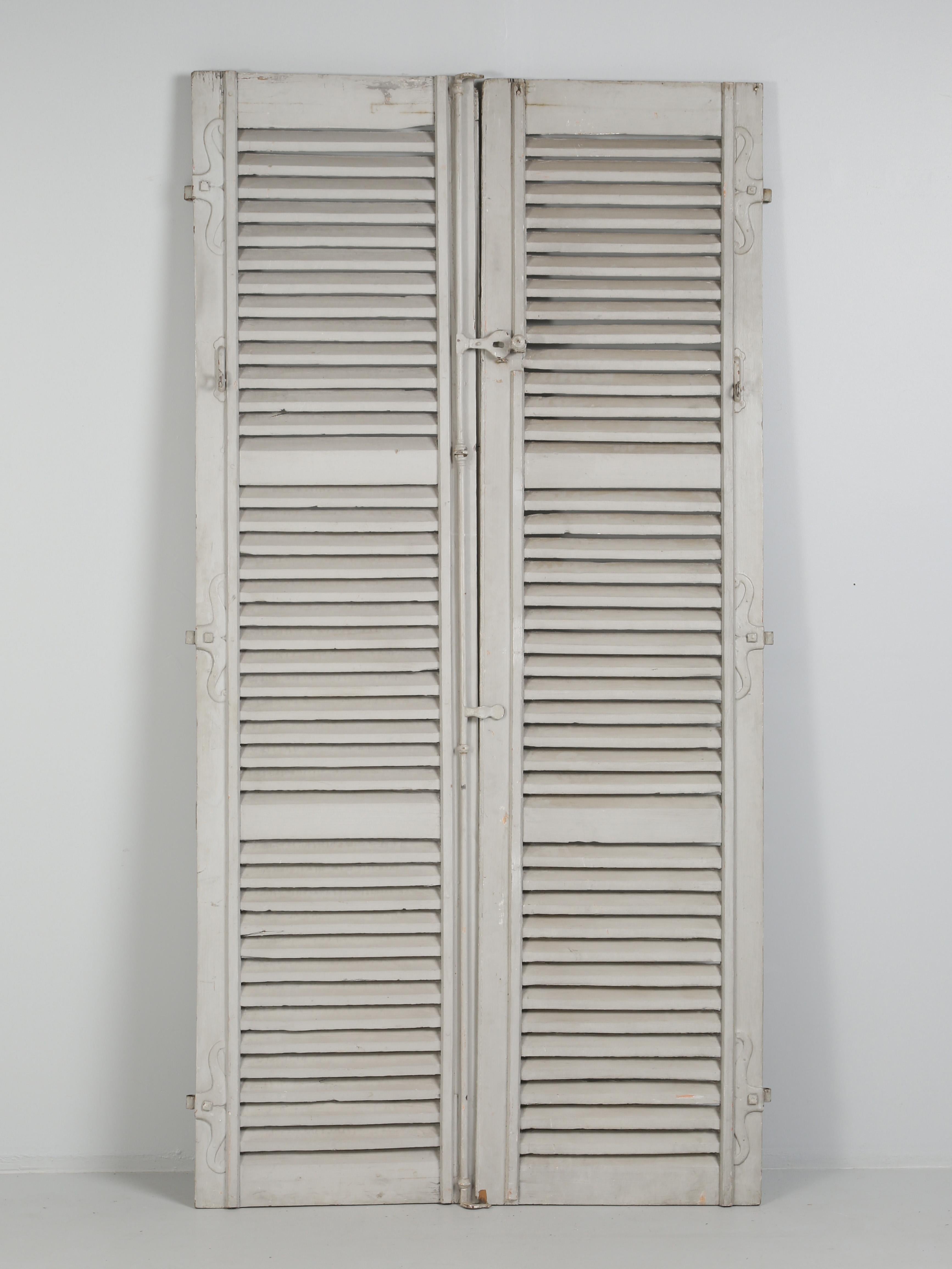 Antique French Shutters Old Paint, Original Hardware '7' Pairs Available c1700's For Sale 10