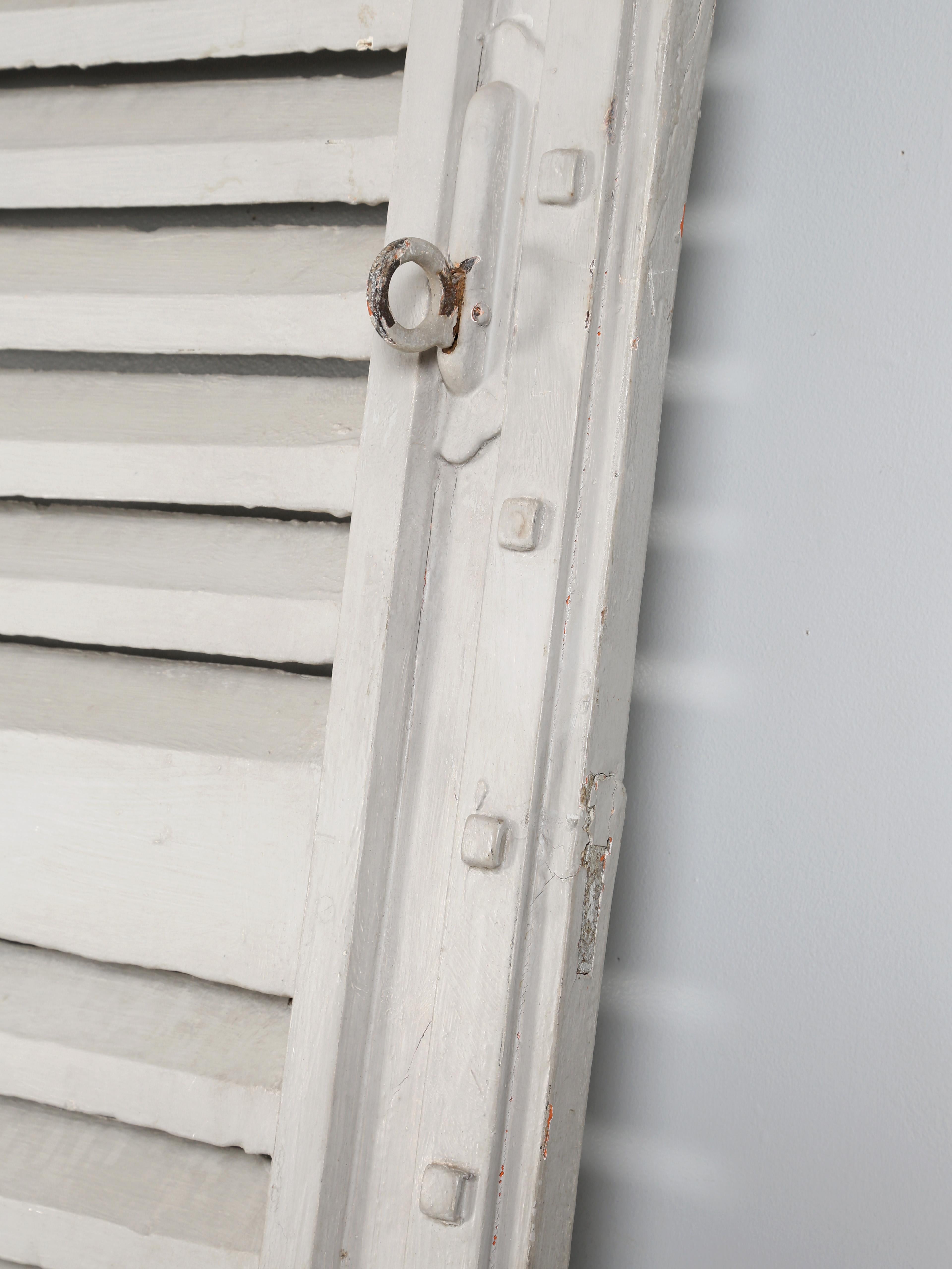 Antique French Shutters Old Paint, Original Hardware '7' Pairs Available c1700's In Good Condition For Sale In Chicago, IL
