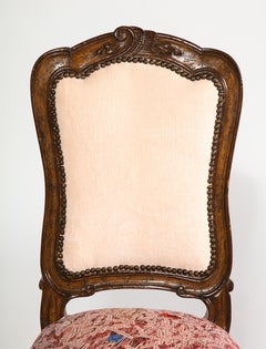 Antique French Side Chair with Peach Terrycloth Back & Hermés Silk Scarf Seat