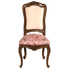 Antique French Side Chair with Peach Terrycloth Back & Hermés Silk Scarf Seat