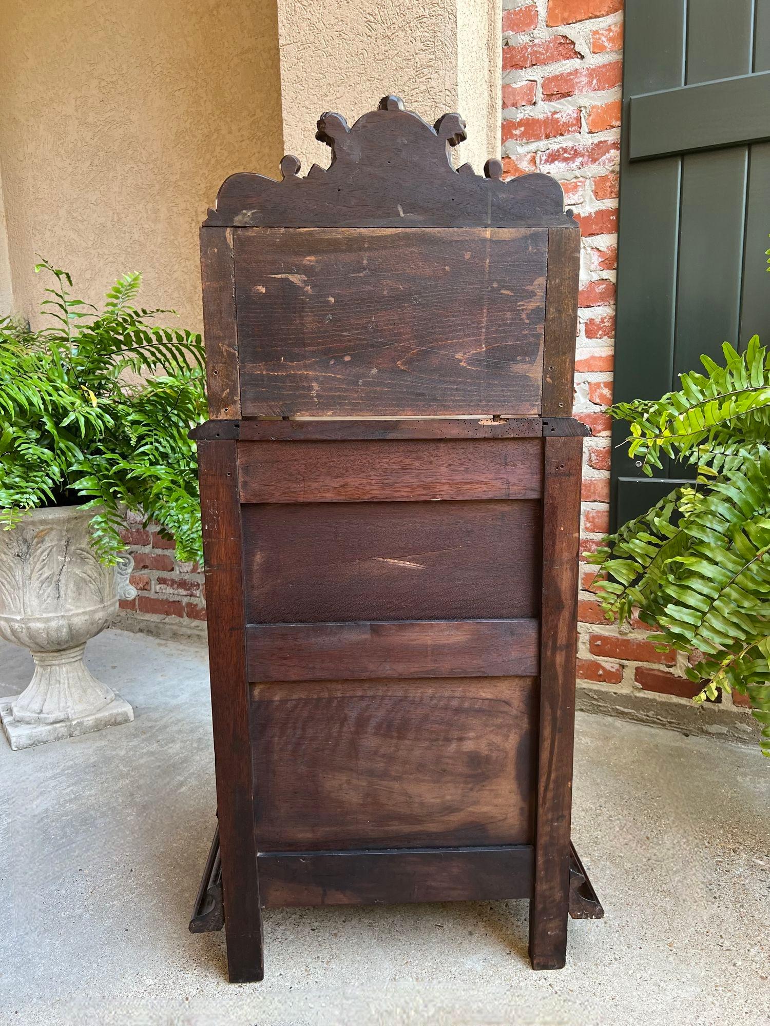 Antique French Side End Table Cabinet Carved Oak Renaissance Spindle Gallery 6