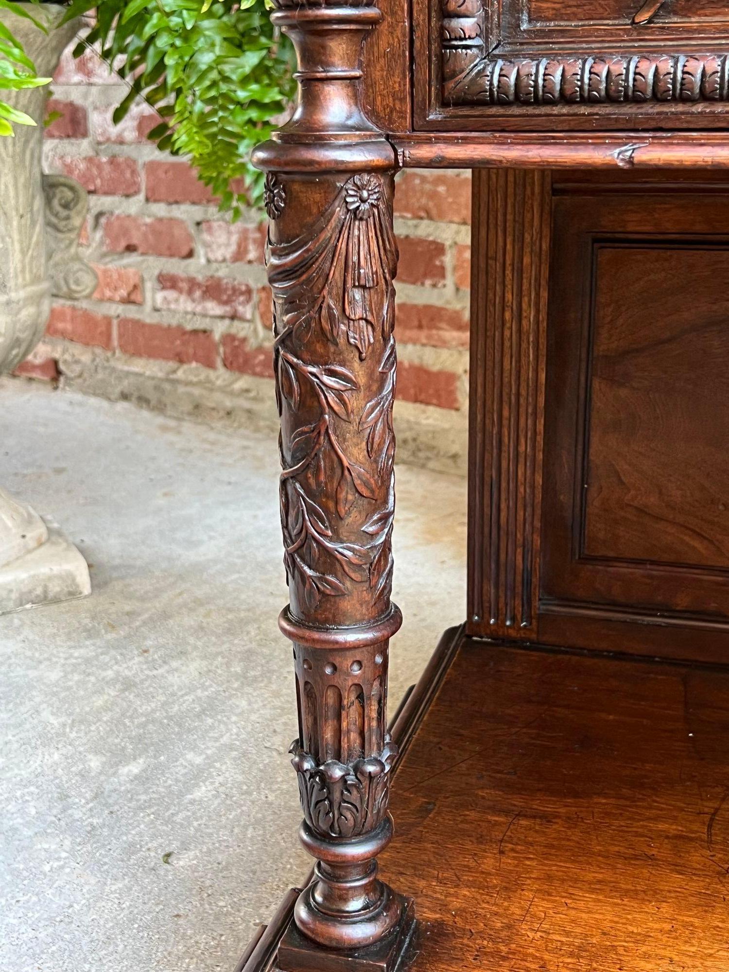 Antique French Side End Table Cabinet Carved Oak Renaissance Spindle Gallery 11