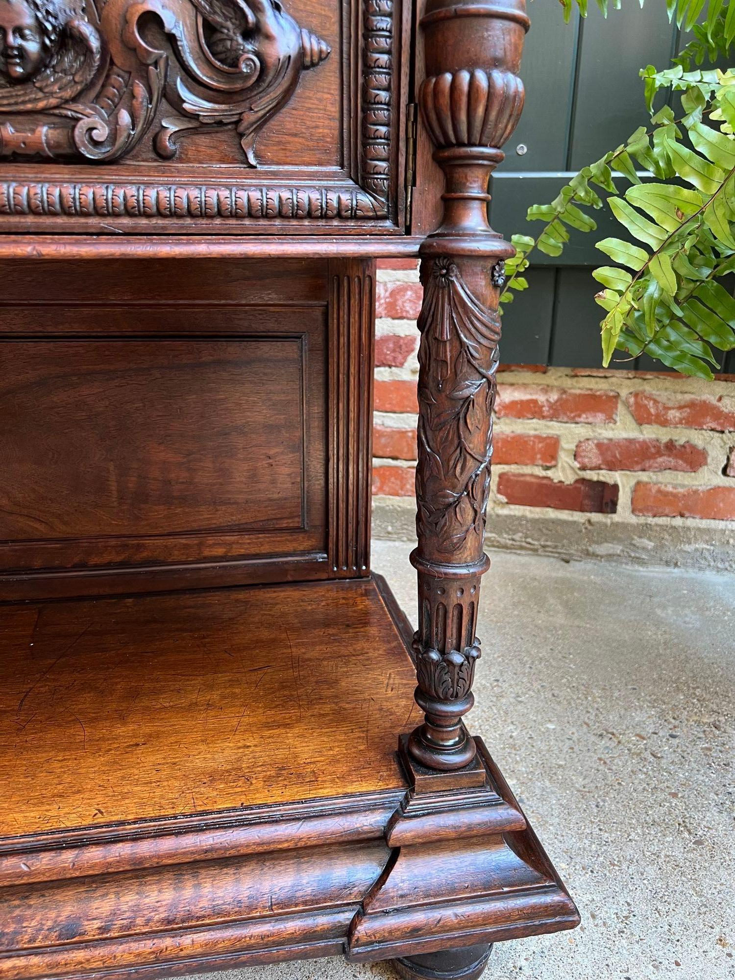Antique French Side End Table Cabinet Carved Oak Renaissance Spindle Gallery 12
