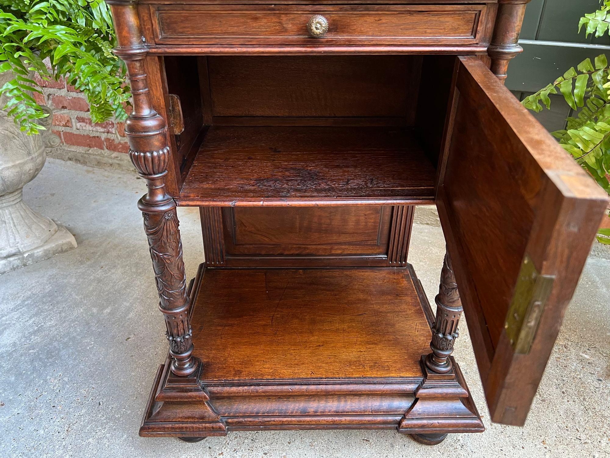 Antique French Side End Table Cabinet Carved Oak Renaissance Spindle Gallery 14