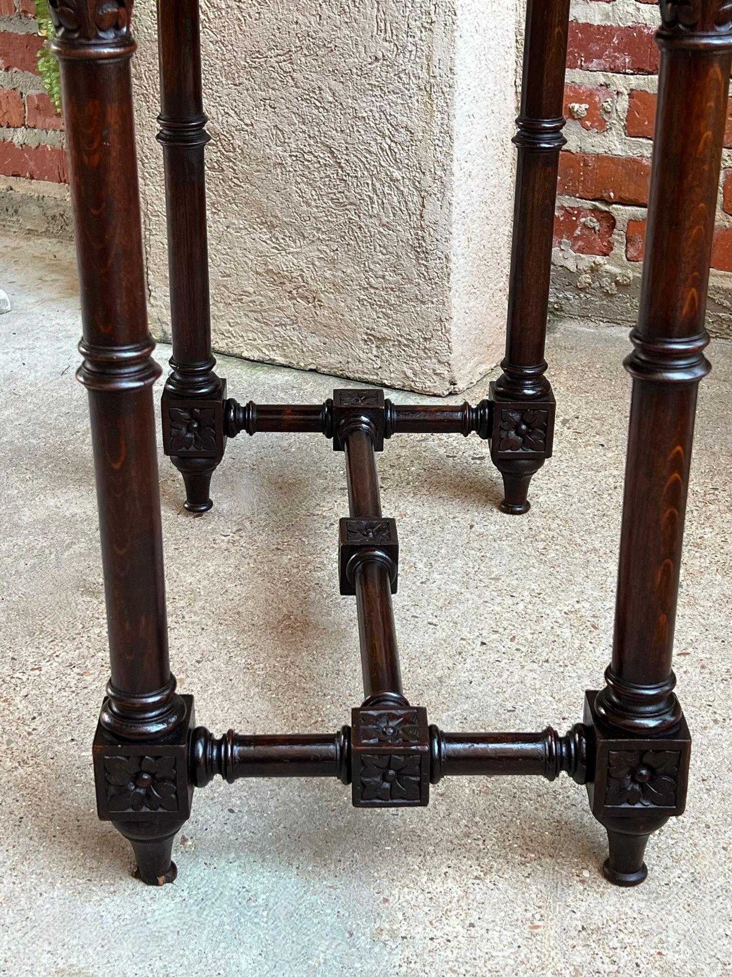 Antique French Side Sofa Hall Table Carved Dark Oak Renaissance End Table For Sale 13