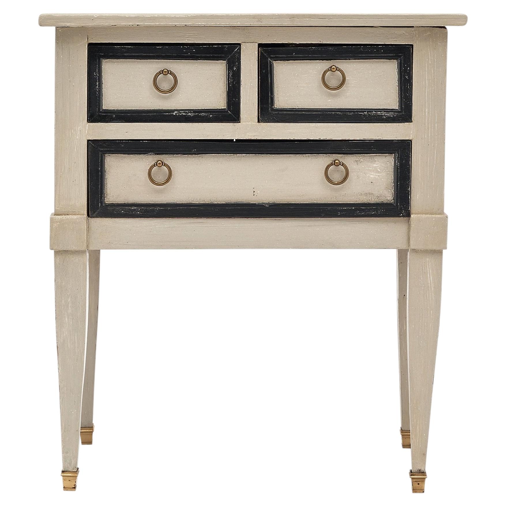 Antique French Side Table, Cherry Wood with Hand Painted Finish, 1890