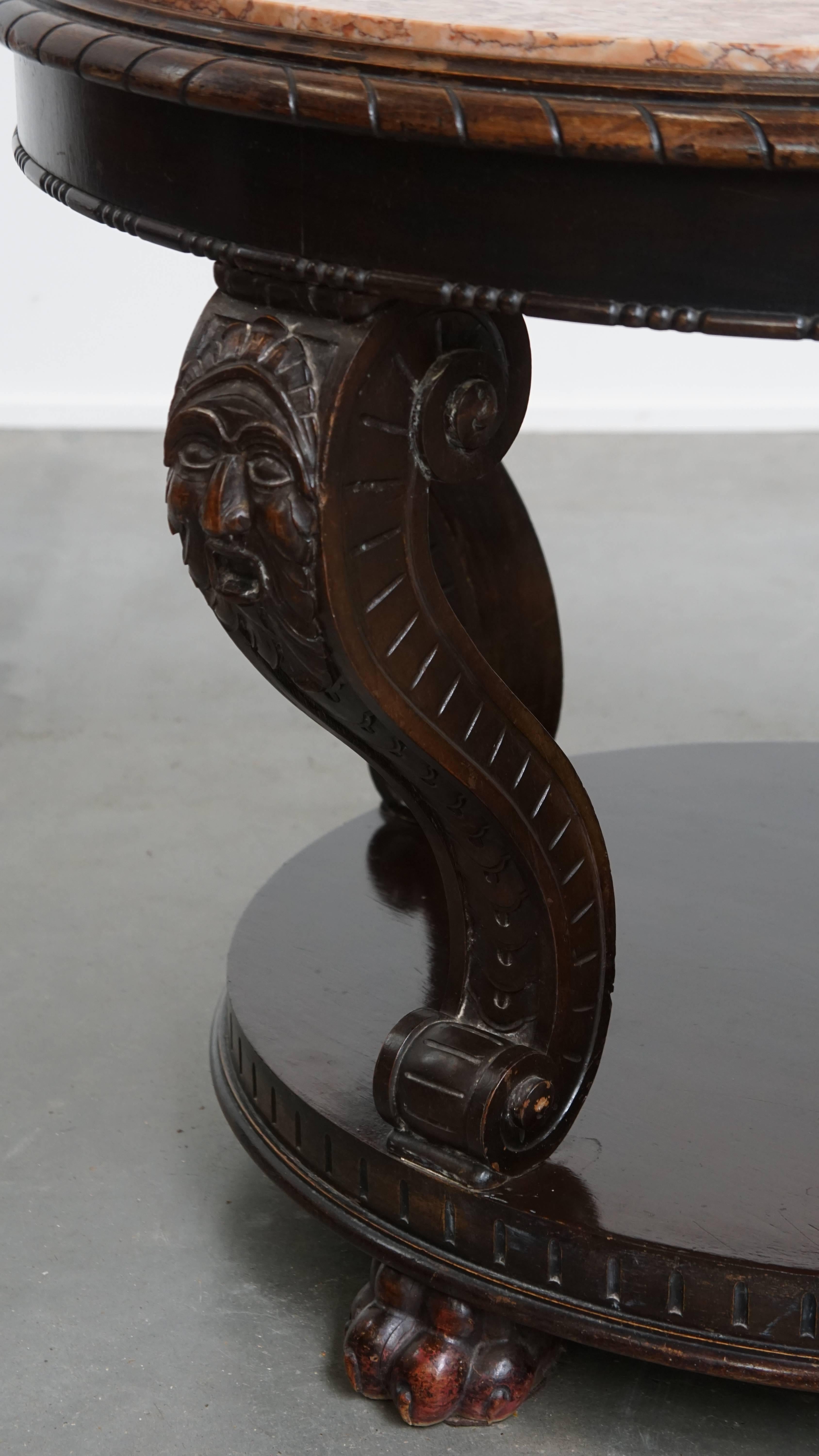 Antique French Side Table from the Early 1900s with a Marble Top In Fair Condition For Sale In Harderwijk, NL