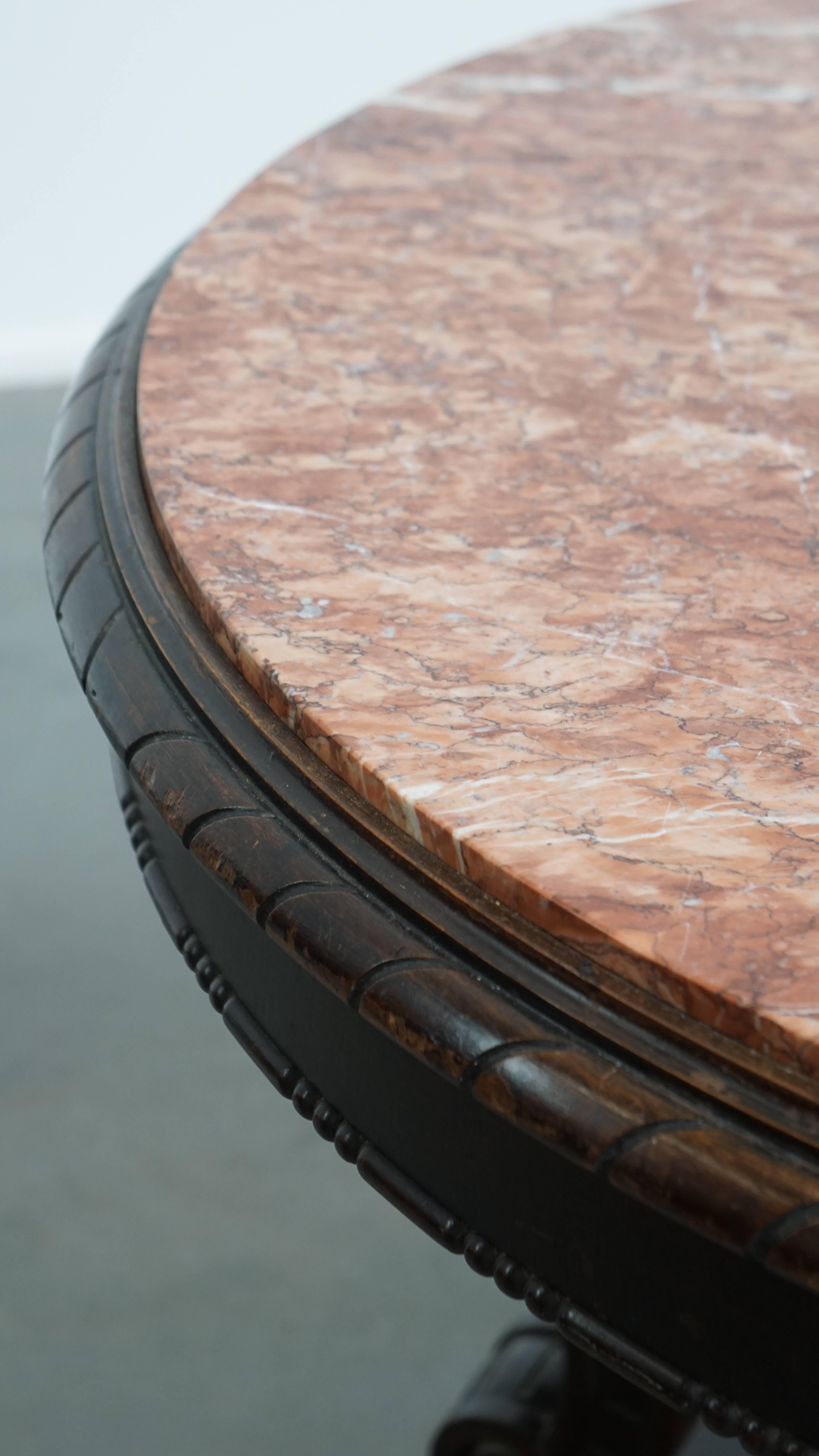 Wood Antique French Side Table from the Early 1900s with a Marble Top For Sale