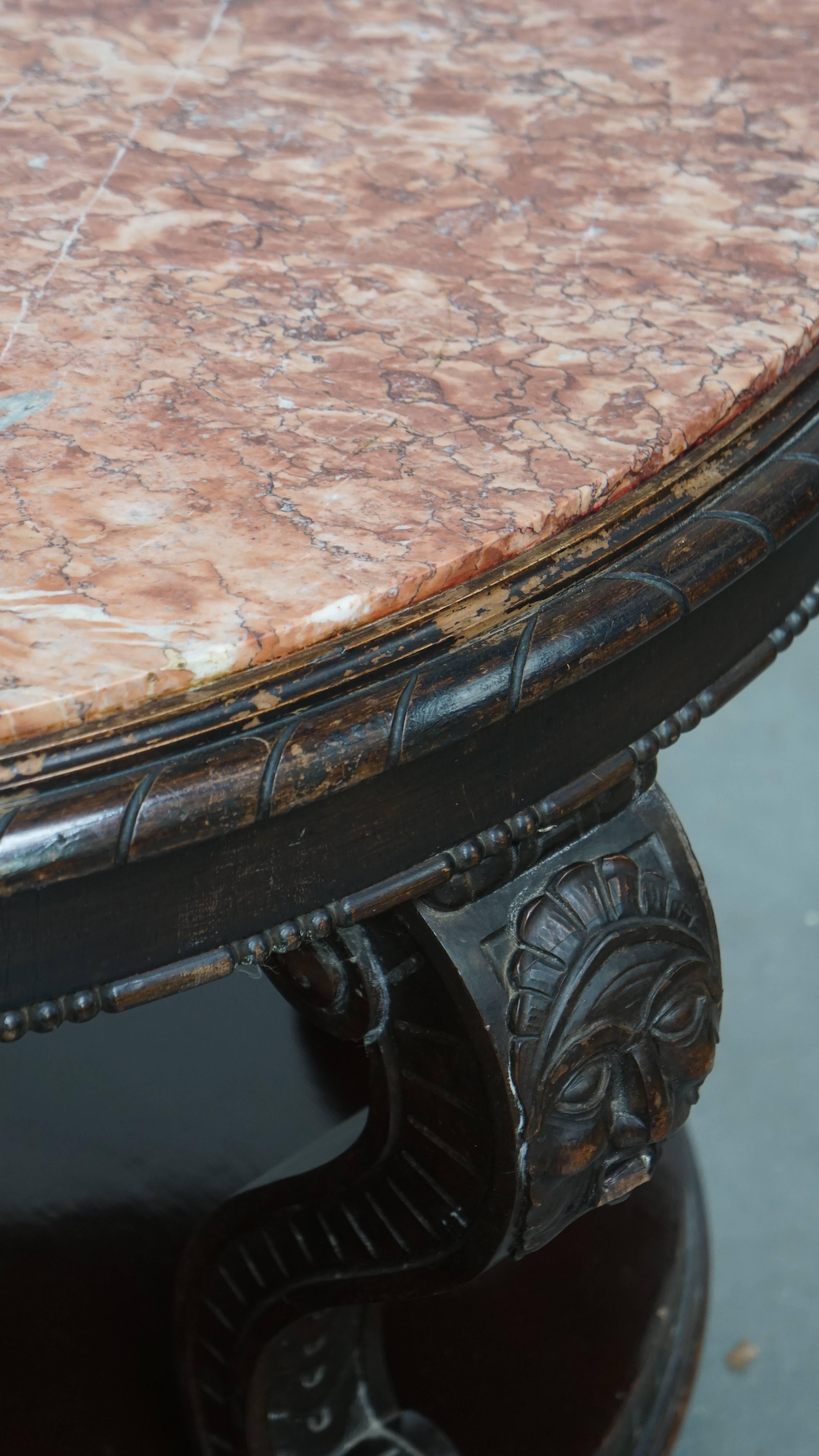 Antique French Side Table from the Early 1900s with a Marble Top For Sale 2
