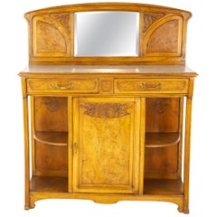 Antique French Sideboard, Art Nouveau Walnut Sideboard, France, 1900