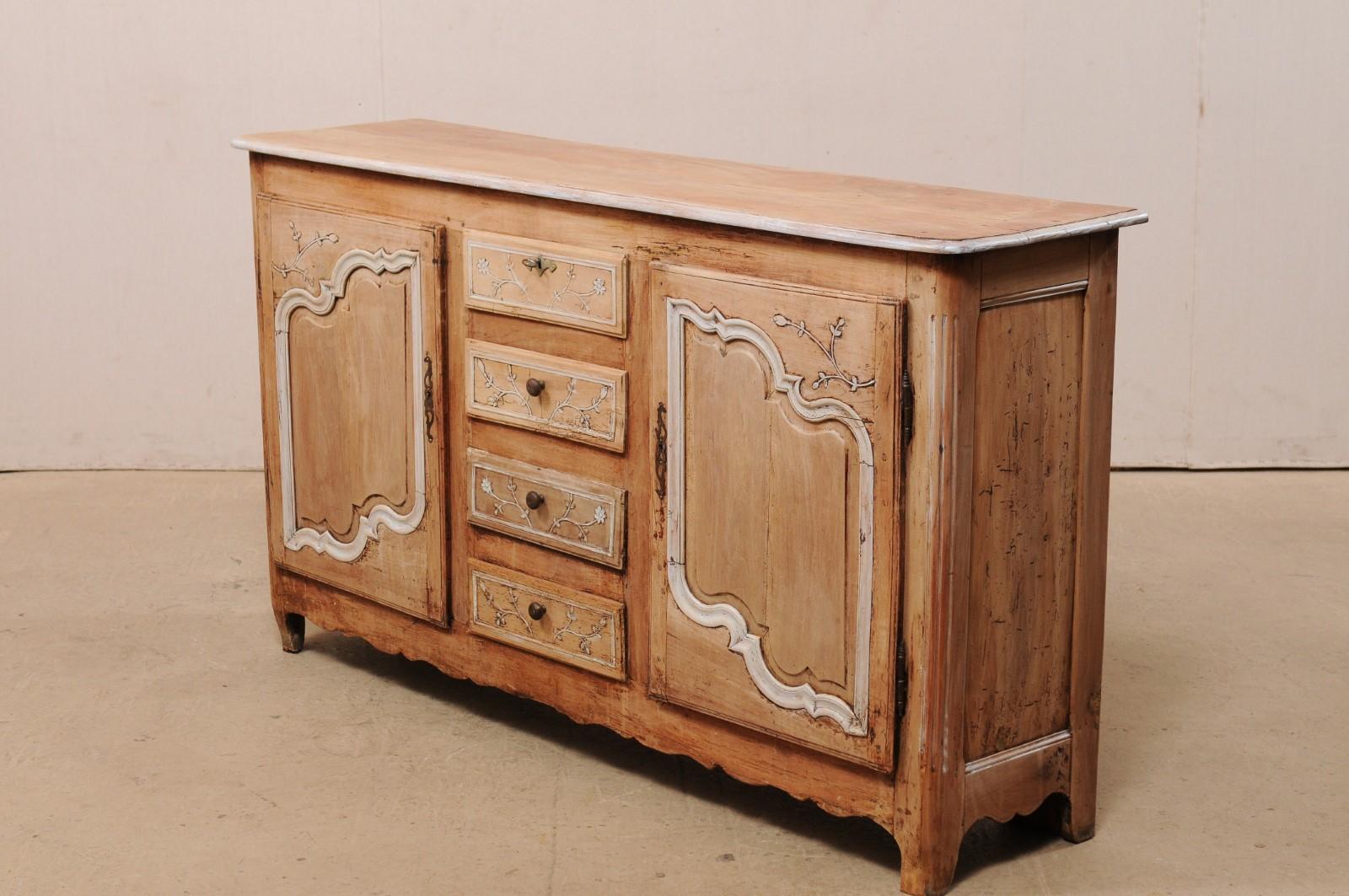 Antique French Sideboard Cabinet with Delicate Floral Carvings & Scalloped Skirt 4