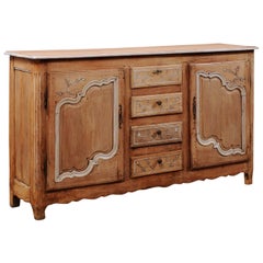 Antique French Sideboard Cabinet with Delicate Floral Carvings & Scalloped Skirt