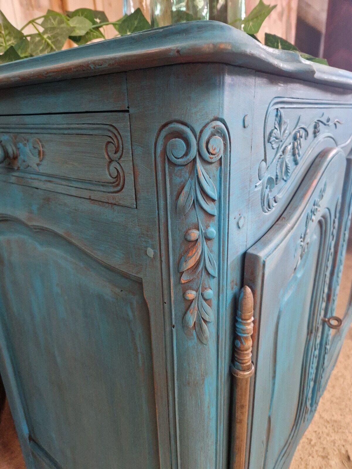 Antique French Sideboard Provencal Style Painted Rustic Cupboard For Sale 1