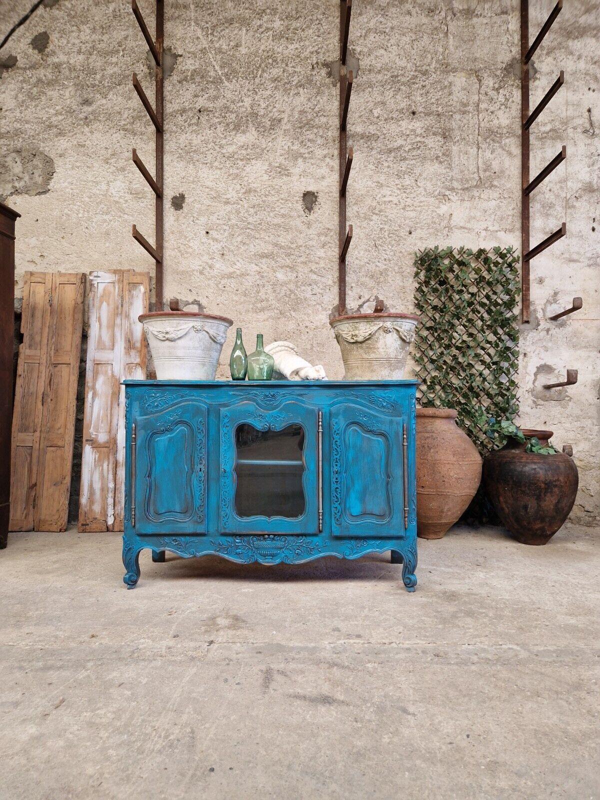 Antique French Sideboard Provencal Style Painted Rustic Cupboard For Sale 2