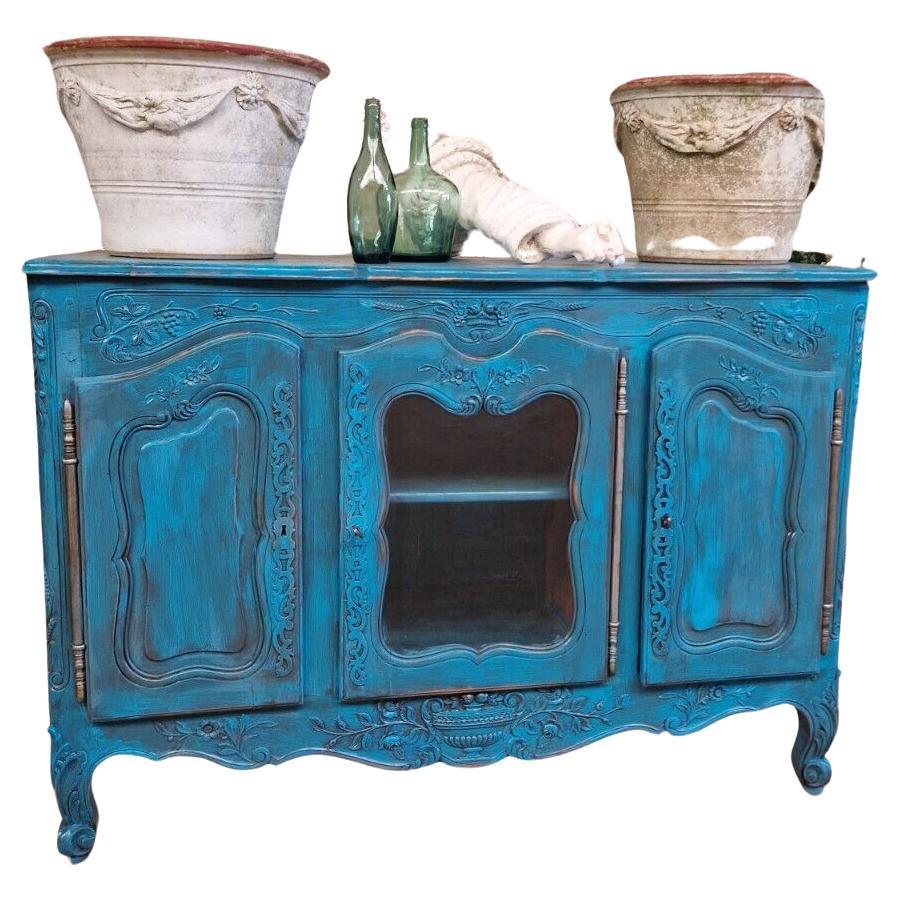 Antique French Sideboard Provencal Style Painted Rustic Cupboard For Sale