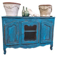 Used French Sideboard Provencal Style Painted Rustic Cupboard