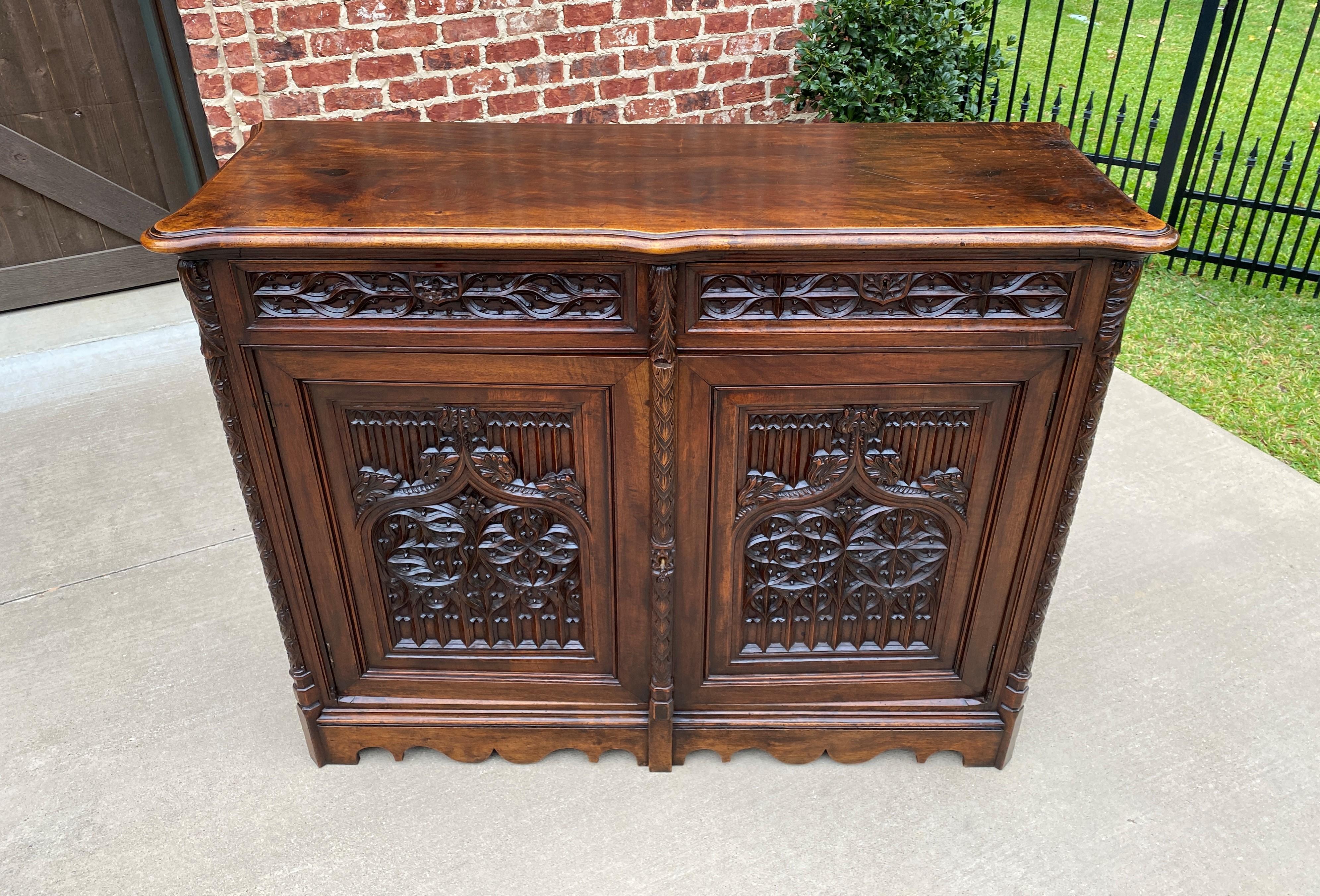 Antique French Sideboard Server Buffet Cabinet Gothic Revival Walnut 19thC 5