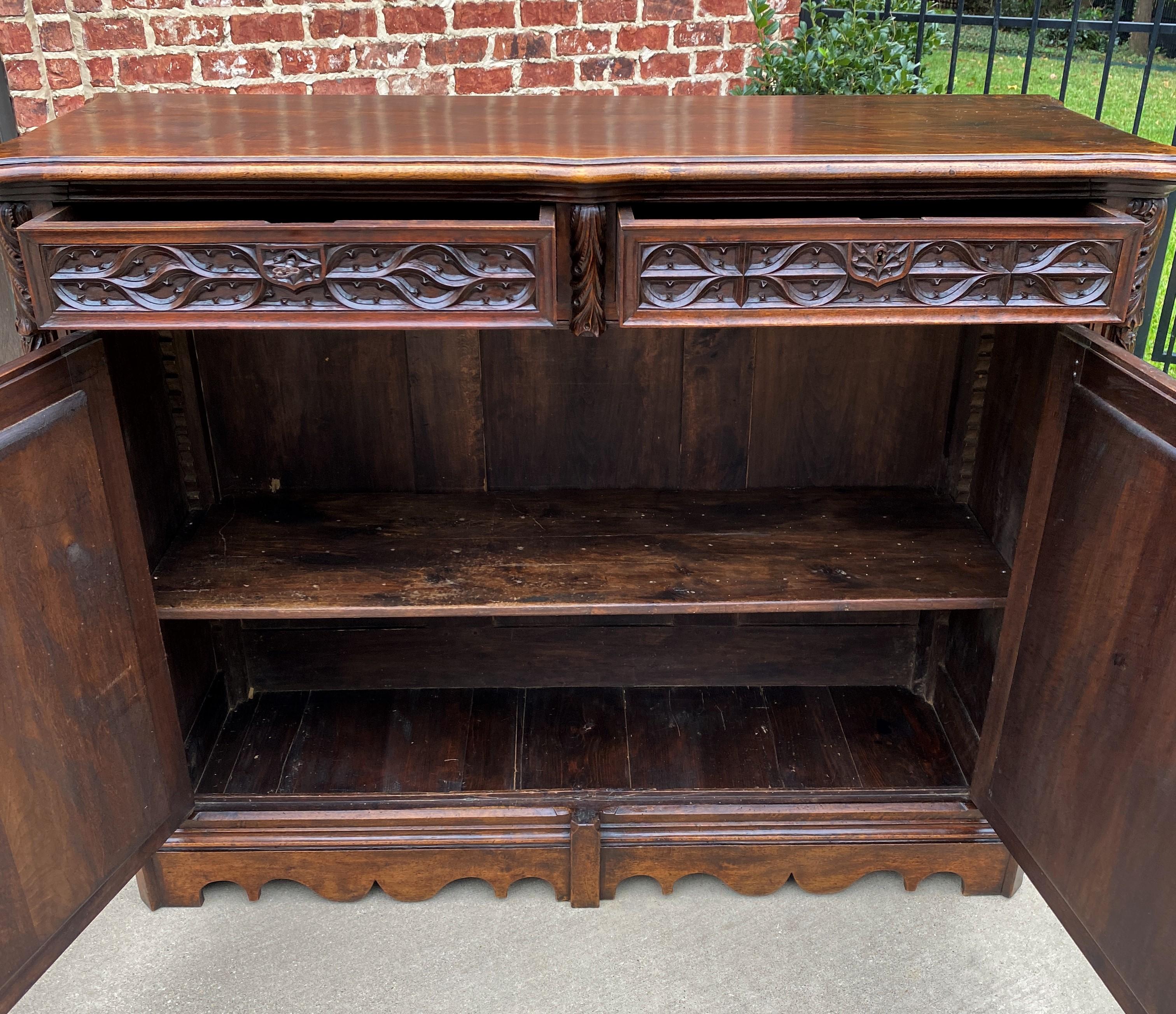 Antique French Sideboard Server Buffet Cabinet Gothic Revival Walnut 19thC 1