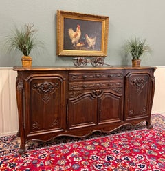 Antique French Sideboard Server Buffet intagliato in Oak scuro Luigi XV c. inizio XX secolo