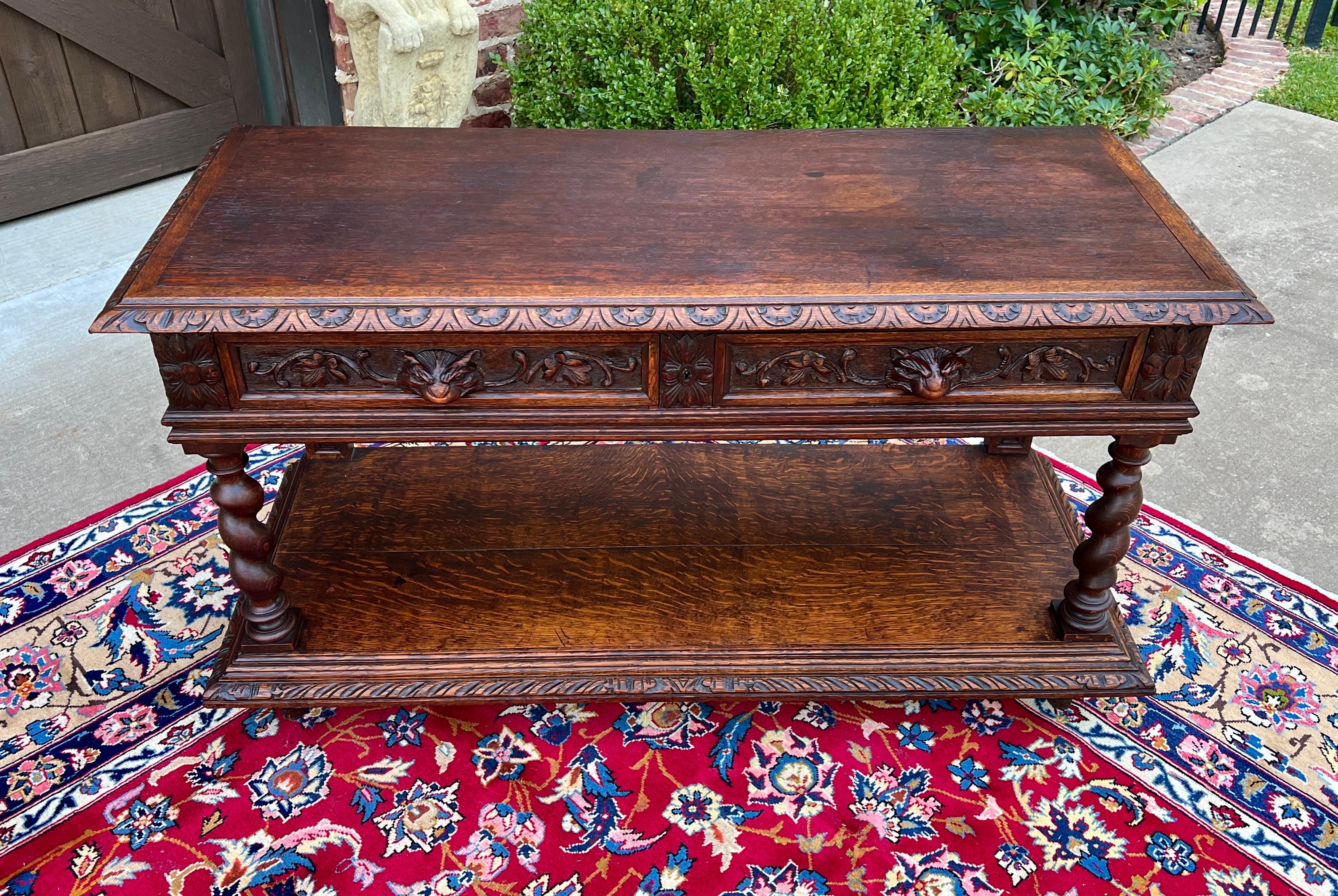 Antique French Sideboard Server Console Sofa Table Barley Twist Marble Top 19C 5