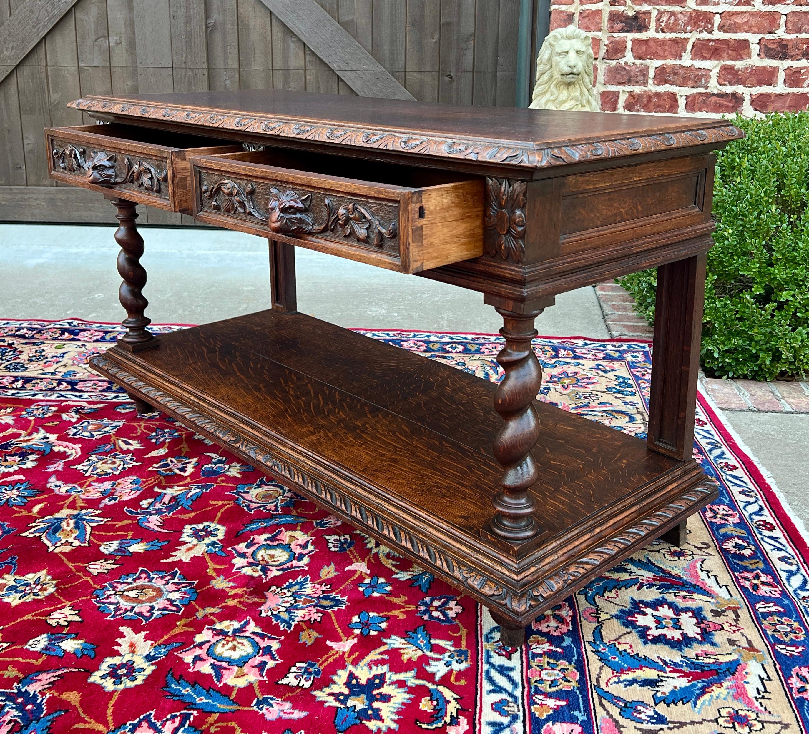 Antique French Sideboard Server Console Sofa Table Barley Twist Marble Top 19C 6
