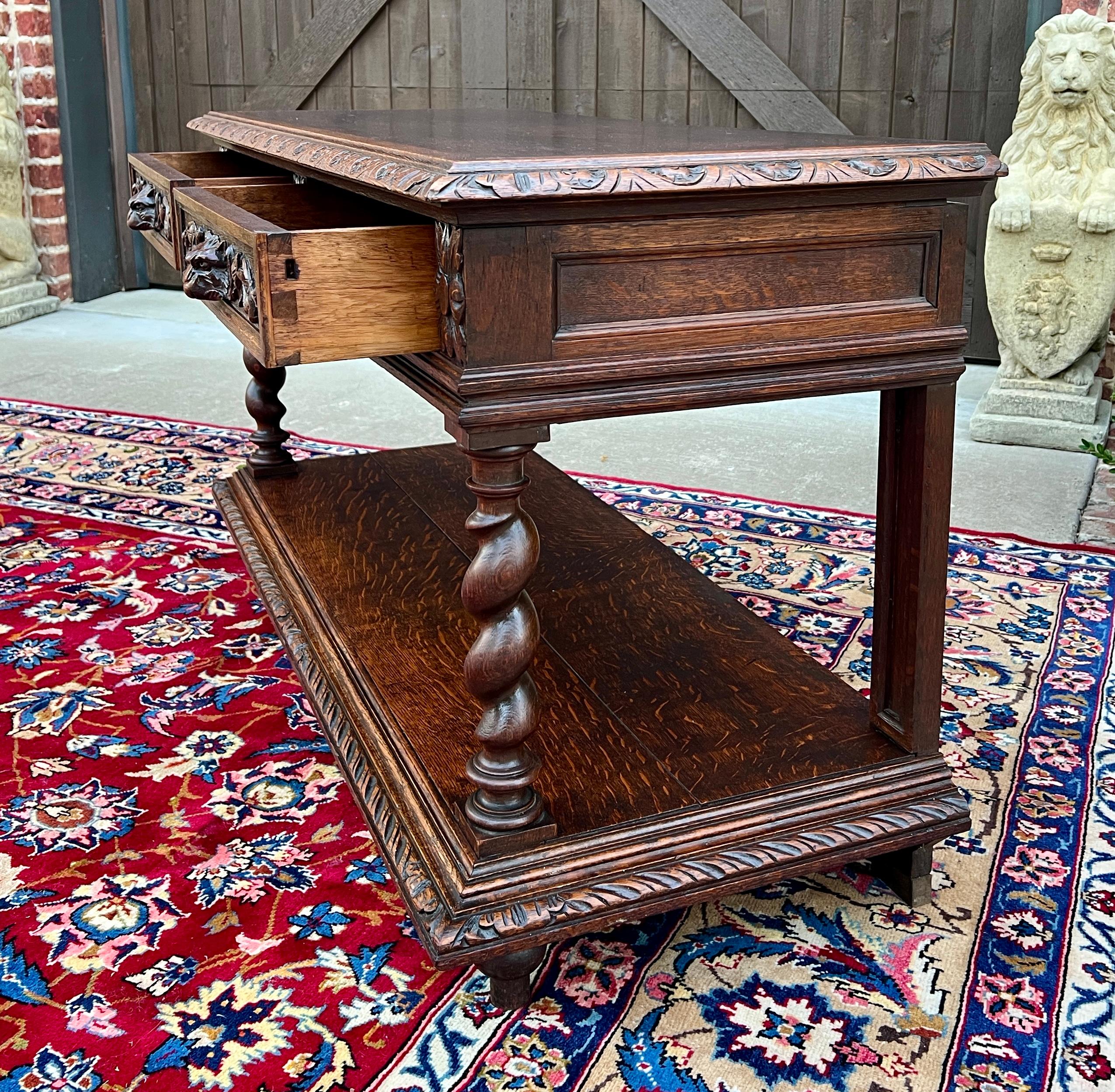 Antique French Sideboard Server Console Sofa Table Barley Twist Marble Top 19C 7
