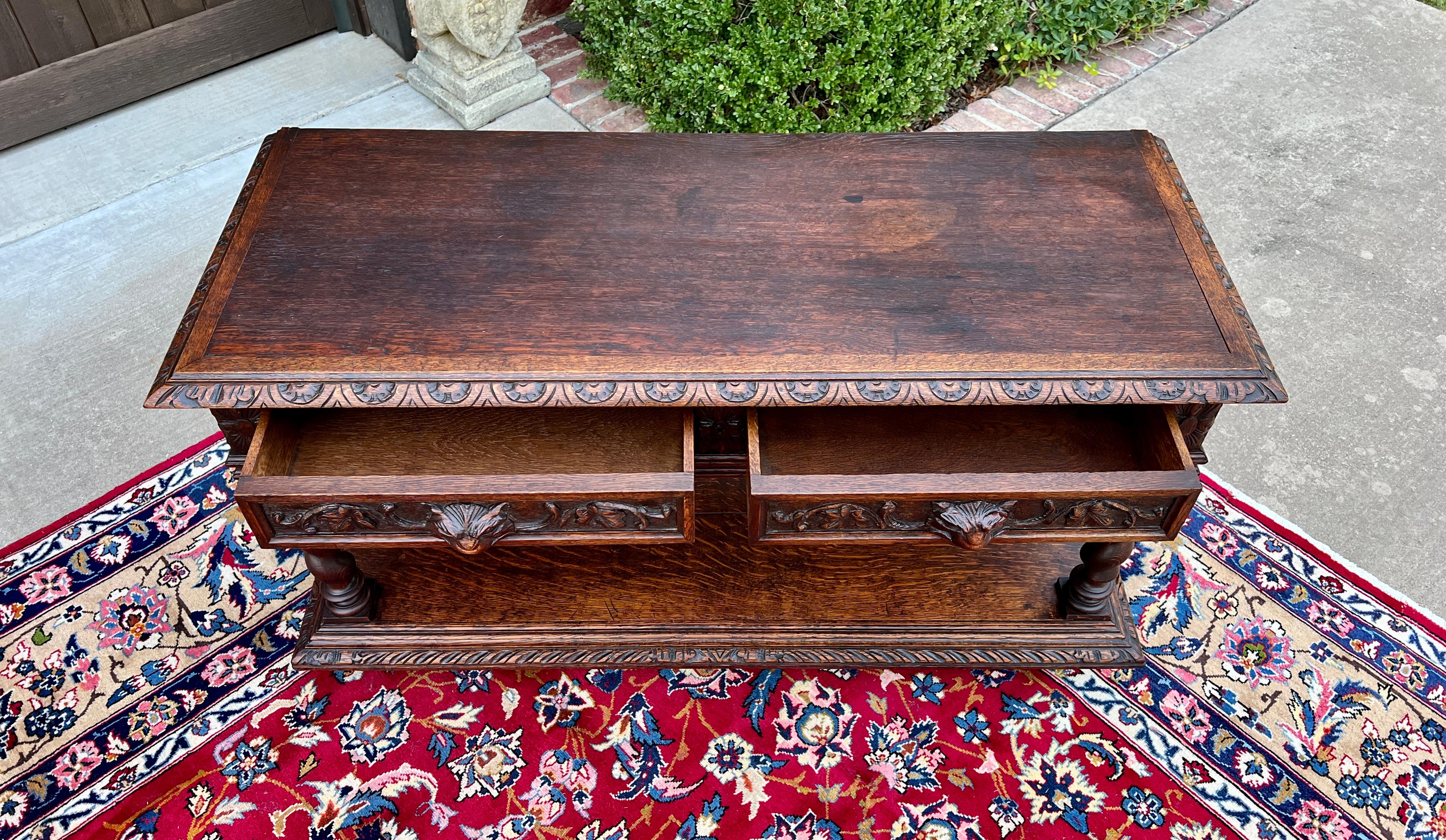 Antique French Sideboard Server Console Sofa Table Barley Twist Marble Top 19C 8