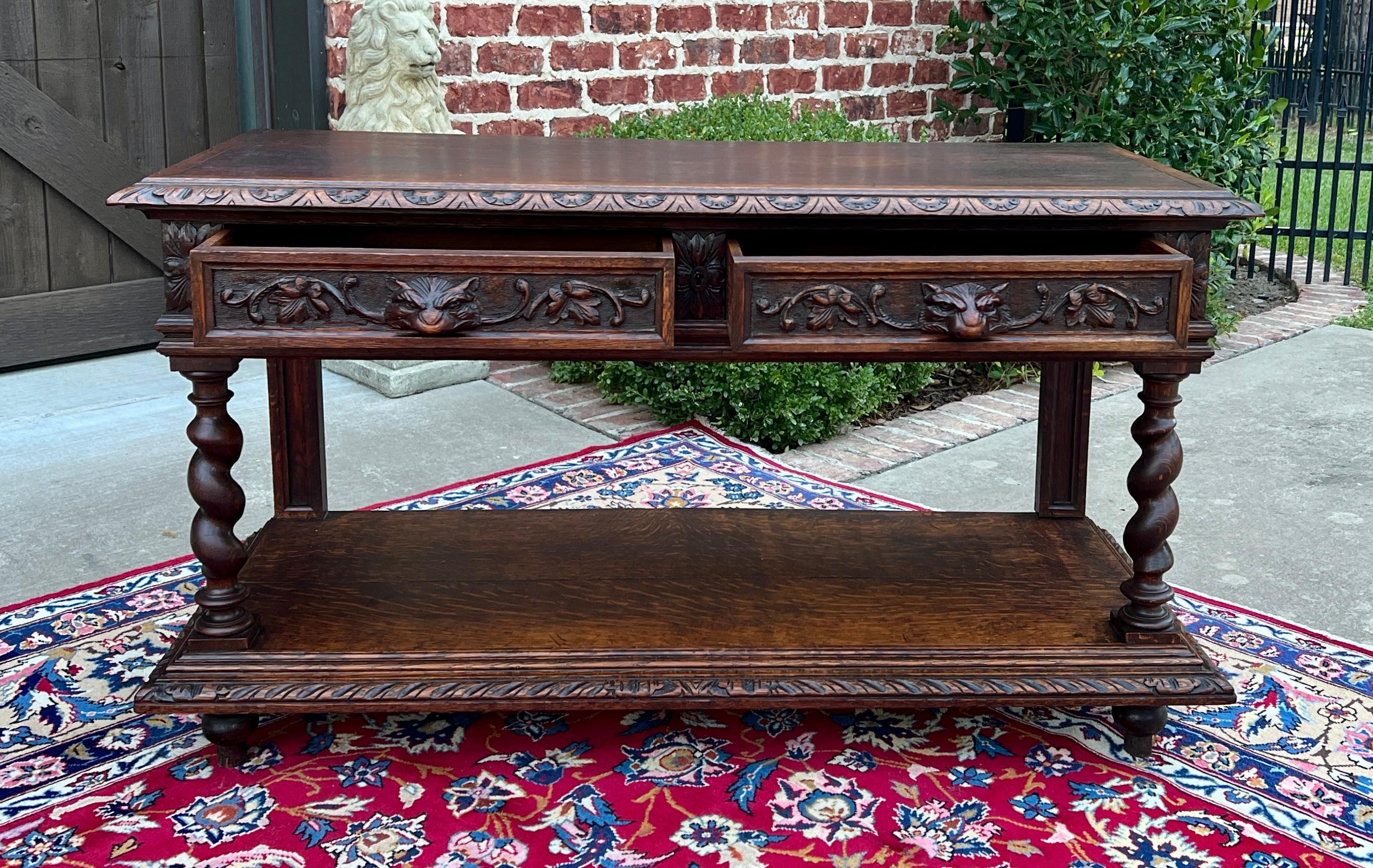 Antique French Sideboard Server Console Sofa Table Barley Twist Marble Top 19C 9