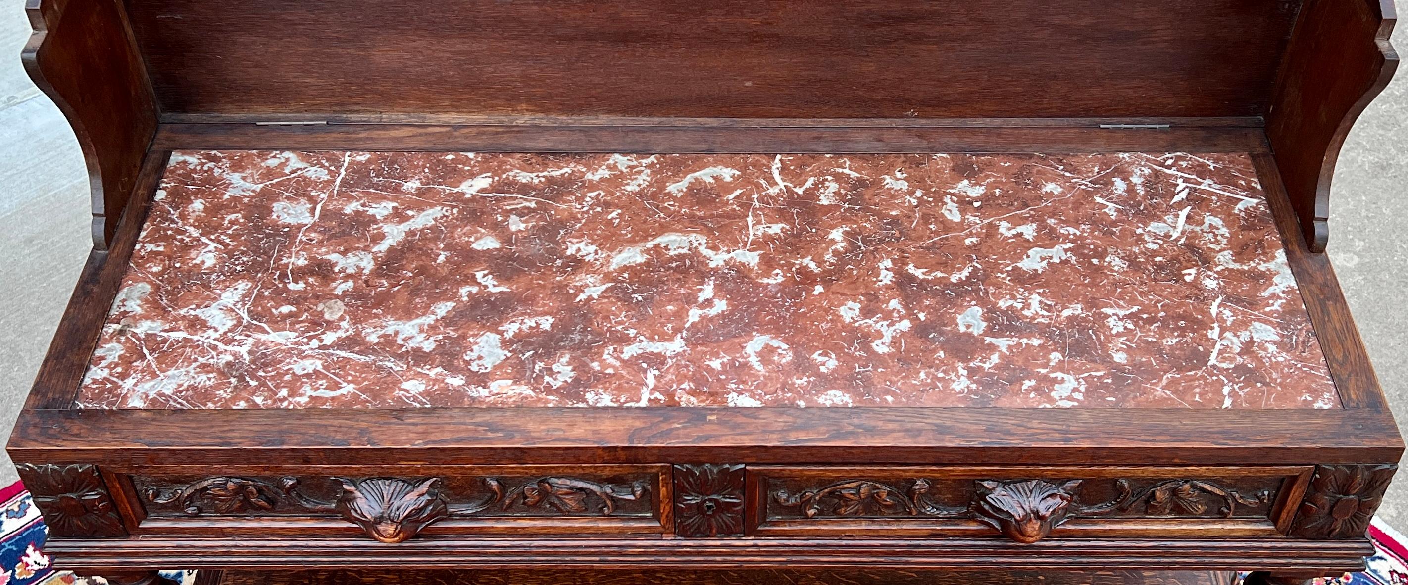 Antique French Sideboard Server Console Sofa Table Barley Twist Marble Top 19C 11