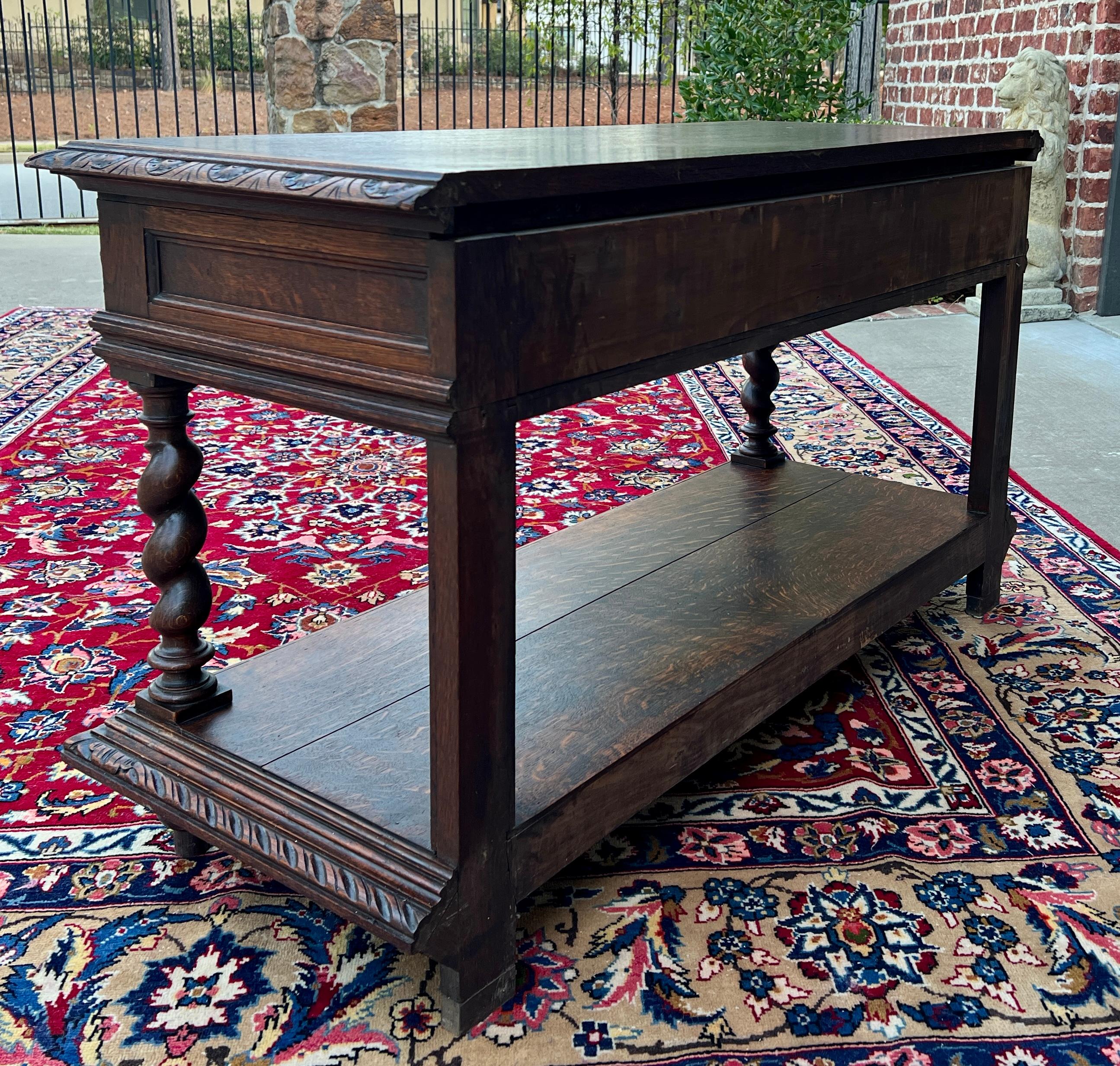 Antique French Sideboard Server Console Sofa Table Barley Twist Marble Top 19C 13