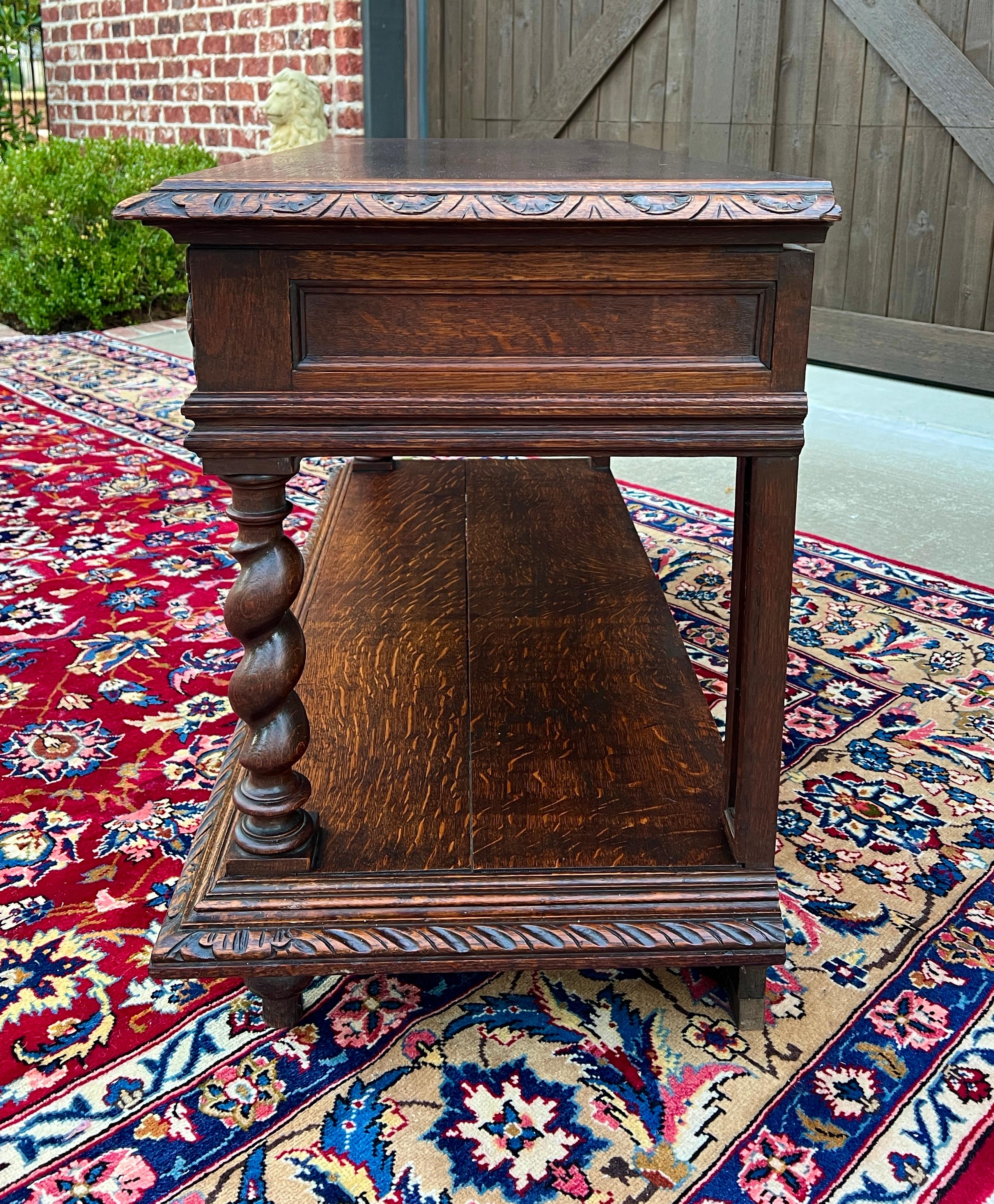 19th Century Antique French Sideboard Server Console Sofa Table Barley Twist Marble Top 19C