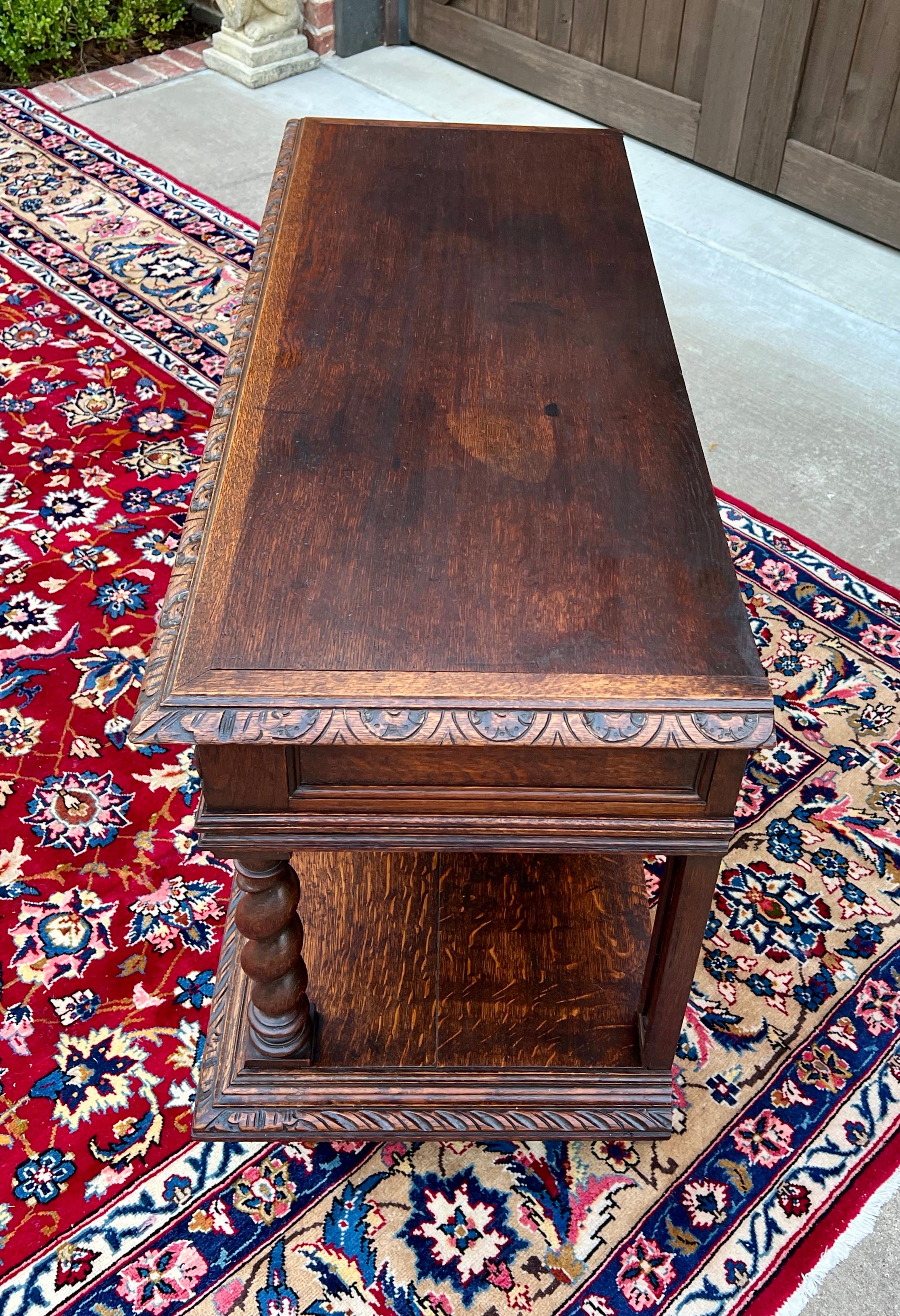 Antique French Sideboard Server Console Sofa Table Barley Twist Marble Top 19C 1