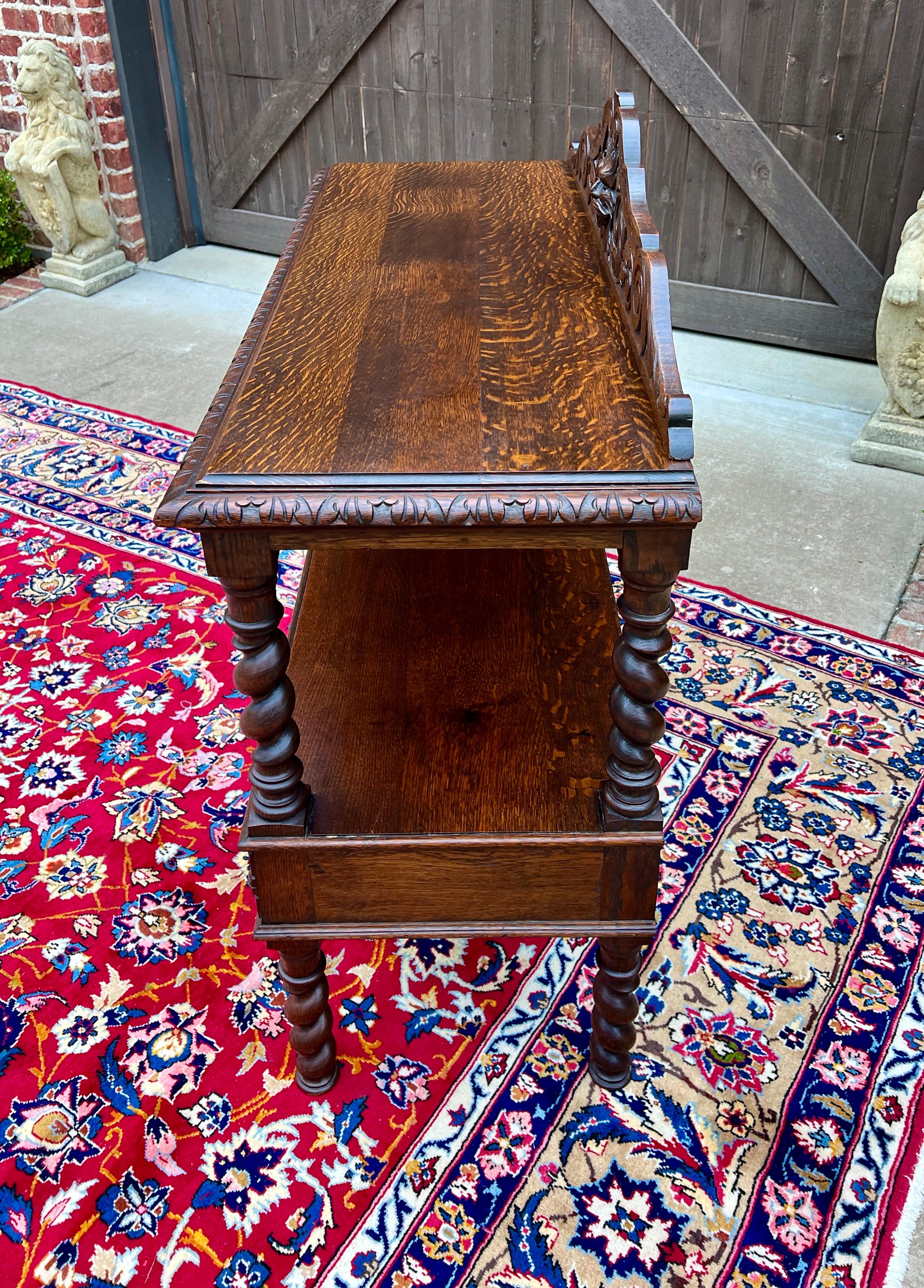 Antique French Sideboard Server Console Sofa Table Barley Twist Tiger Oak 19C in vendita 2