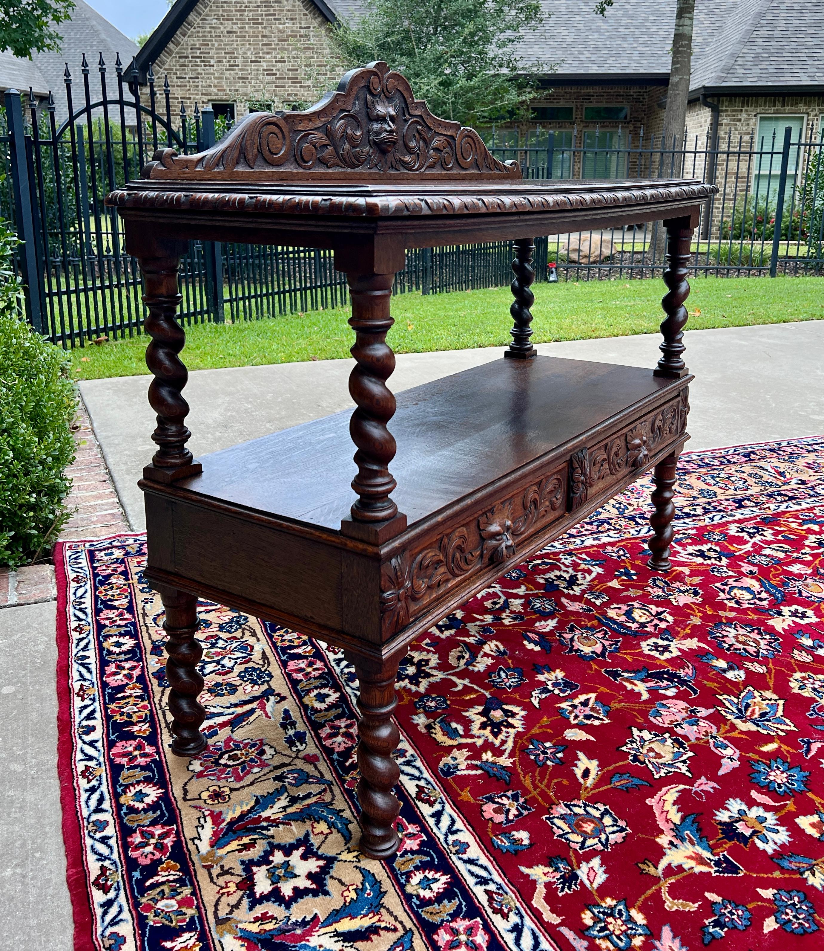 Antique French Sideboard Server Console Sofa Table Barley Twist Tiger Oak 19C in vendita 6