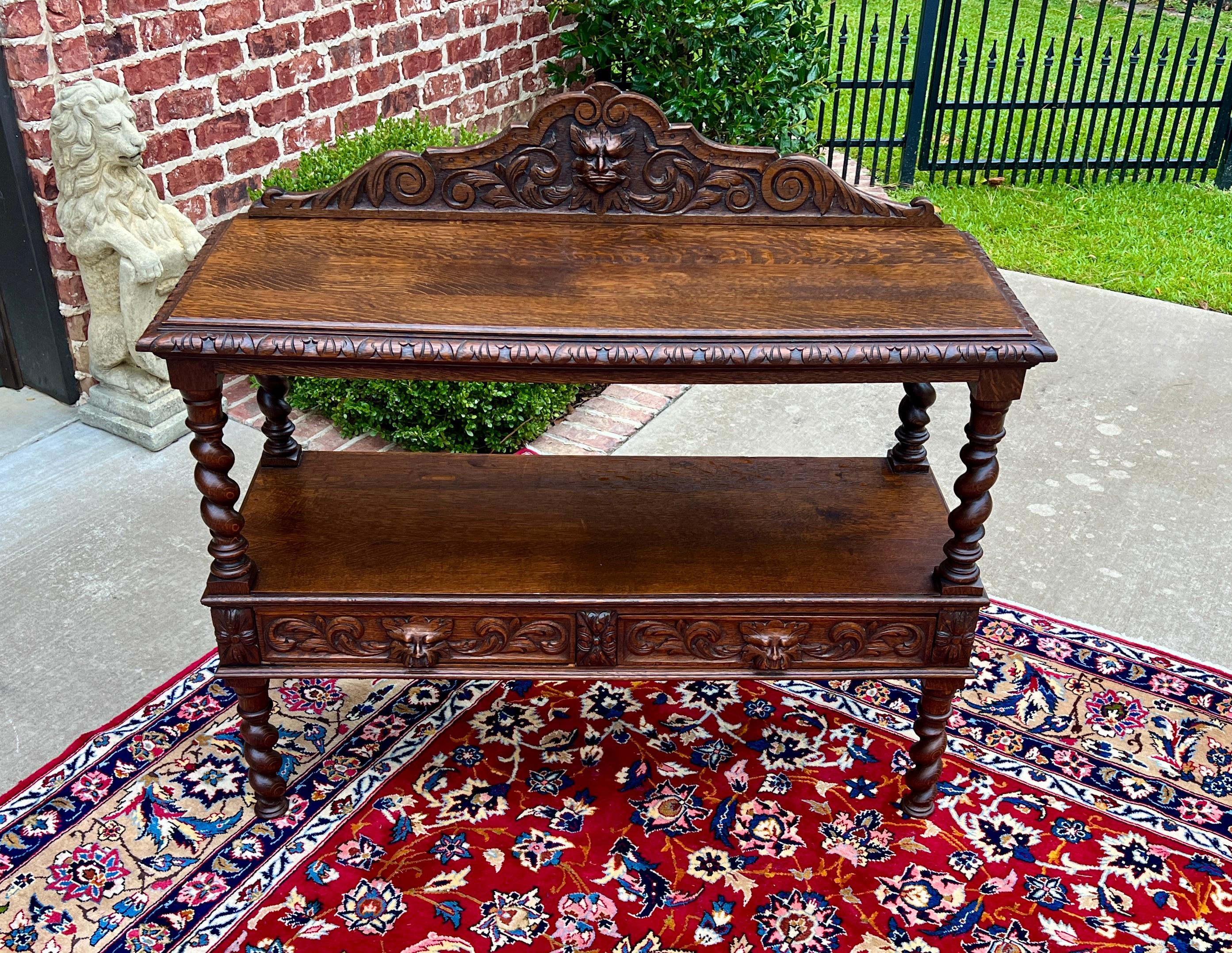 Antique French Sideboard Server Console Sofa Table Barley Twist Tiger Oak 19C in vendita 7