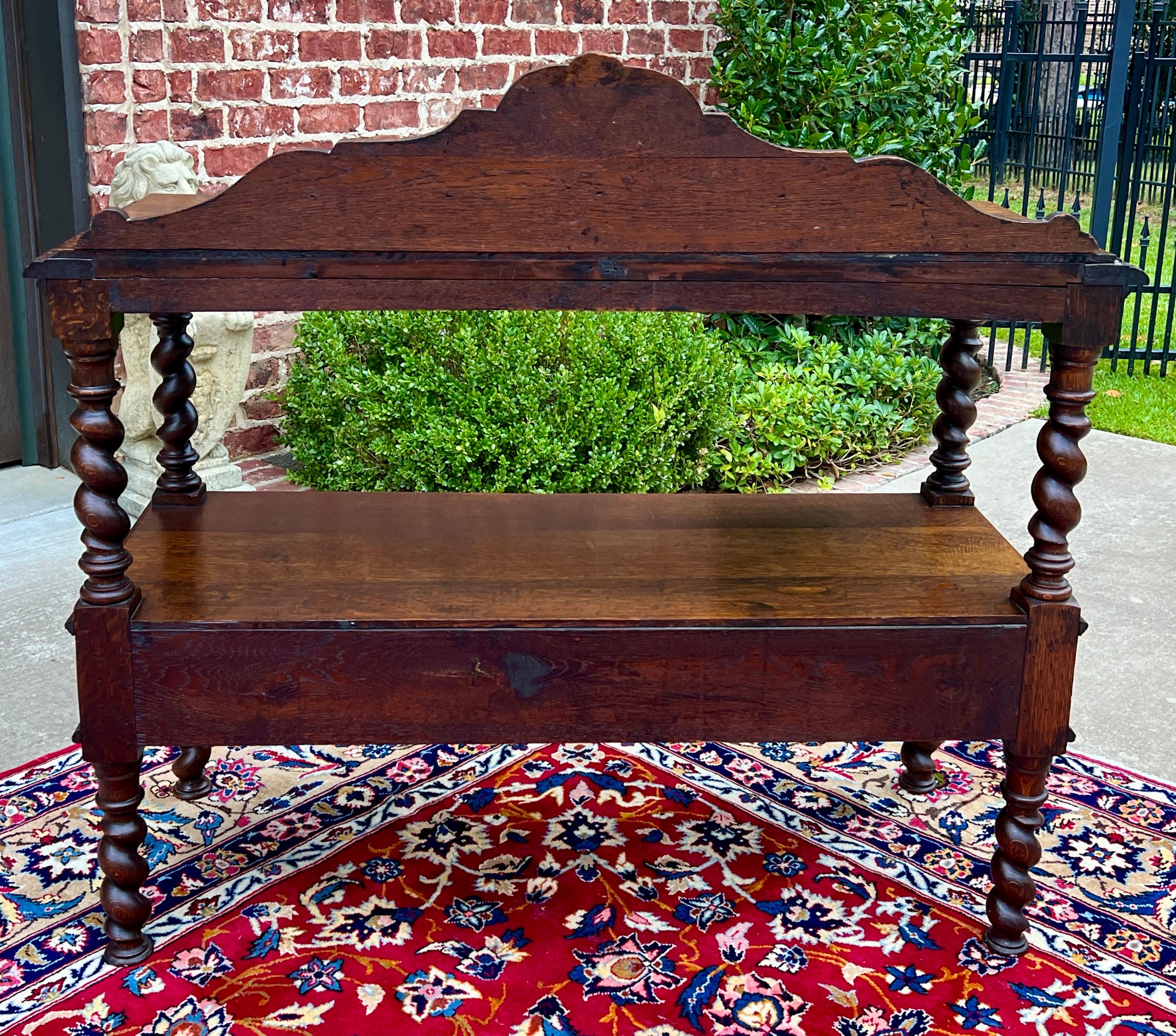 Antique French Sideboard Server Console Sofa Table Barley Twist Tiger Oak 19C in vendita 9